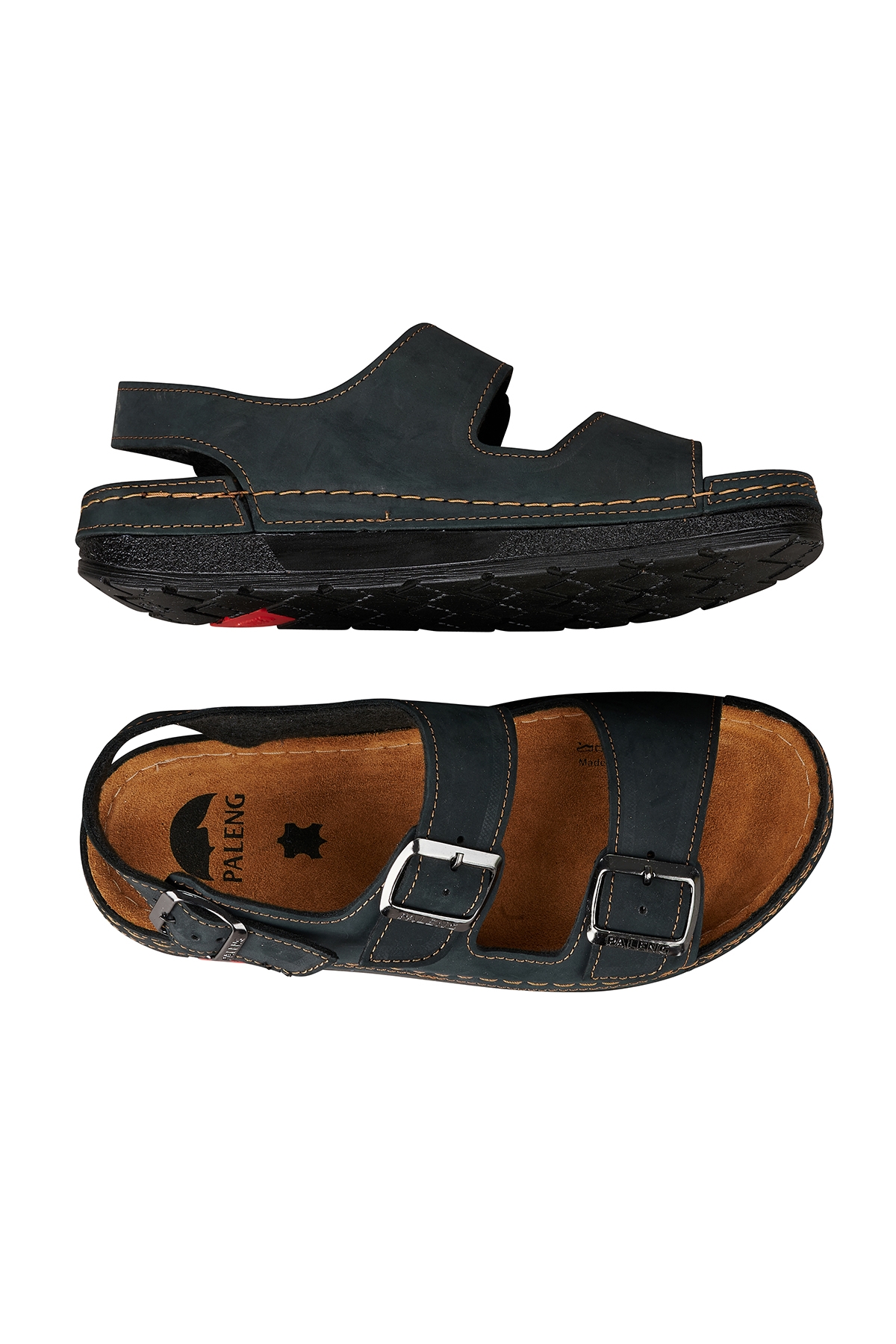 Paleng Paleng Siyah Gezer Yazlık Erkek Hakiki Deri Sandalet Flo'da! Siyah - 5. görsel