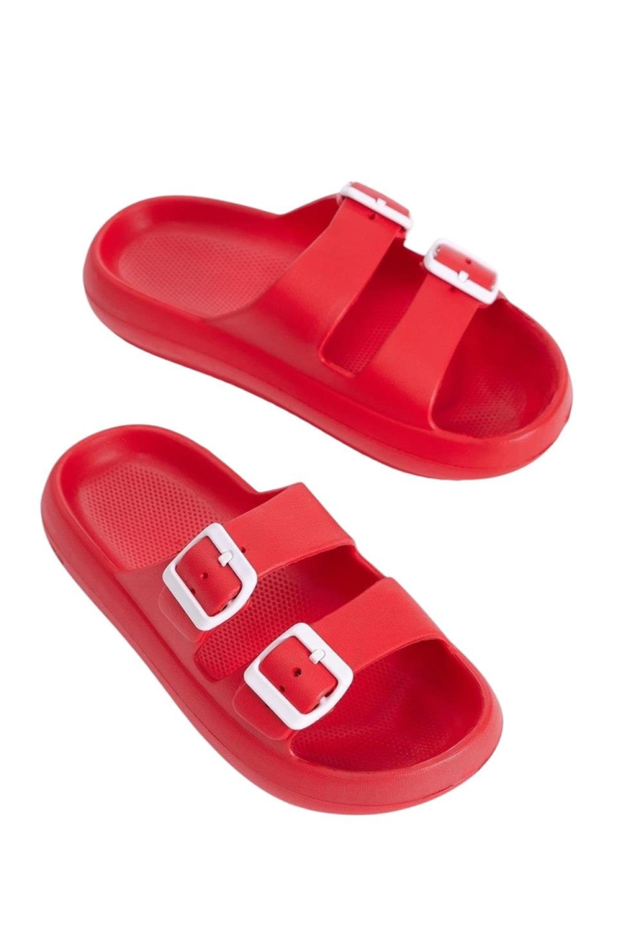 Unisex Çift Tokalı Medikal Hafif Eva Terlik KIRMIZI - Görsel 3