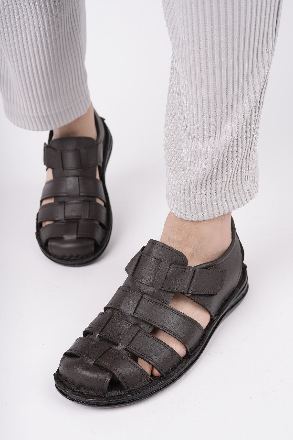 Edinburg Garantili Erkek Günlük Hakiki Deri Rahat Yumuşak Taban Ortopedik Sandalet - Görsel 2