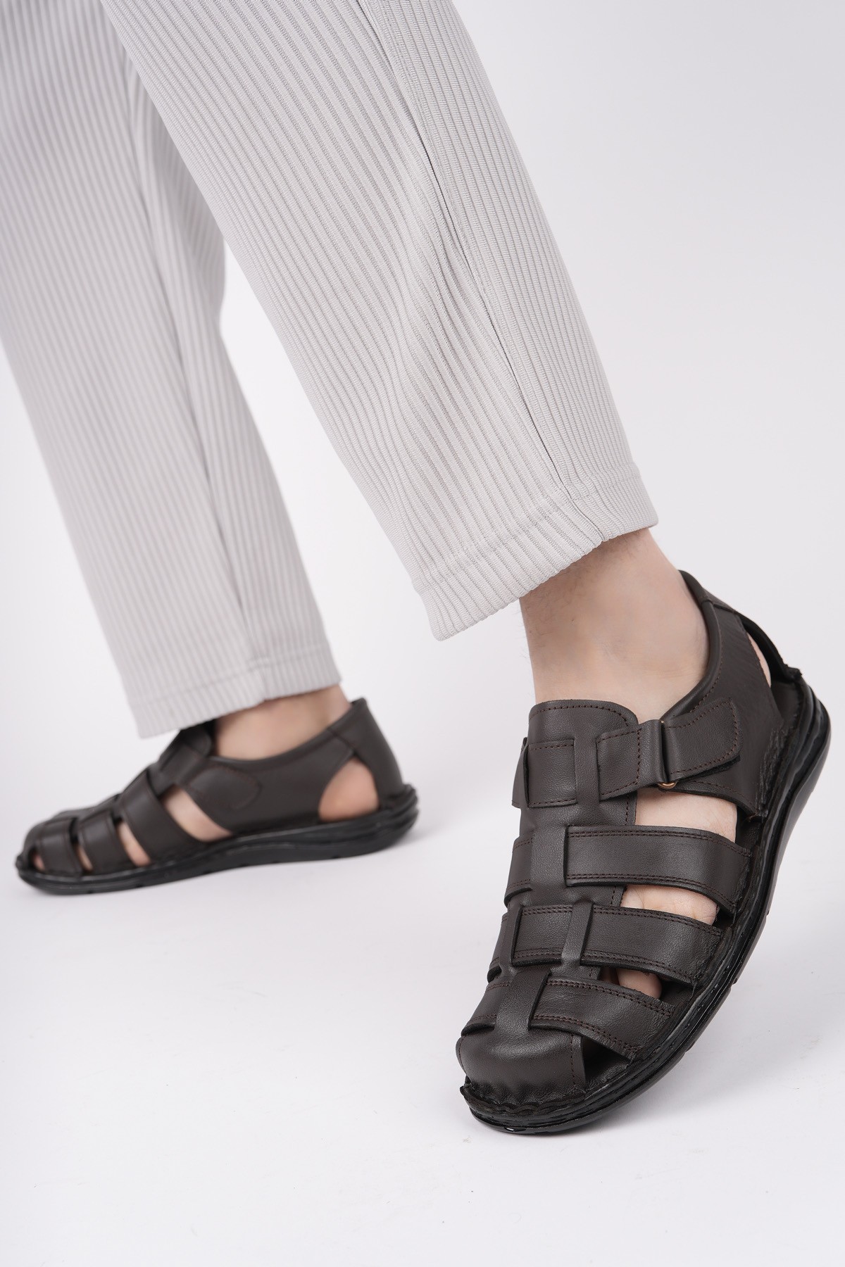 Edinburg Garantili Erkek Günlük Hakiki Deri Rahat Yumuşak Taban Ortopedik Sandalet - Görsel 3