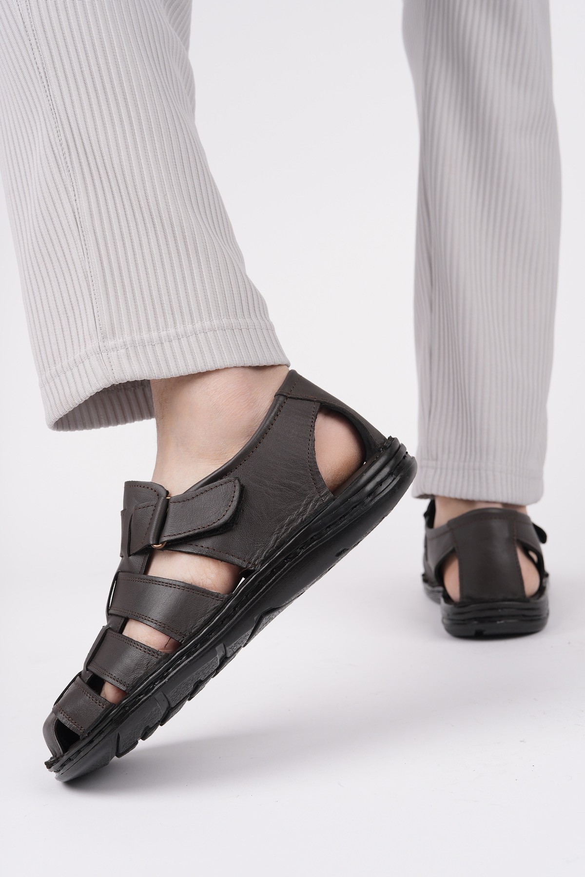 Edinburg Garantili Erkek Günlük Hakiki Deri Rahat Yumuşak Taban Ortopedik Sandalet - Görsel 4