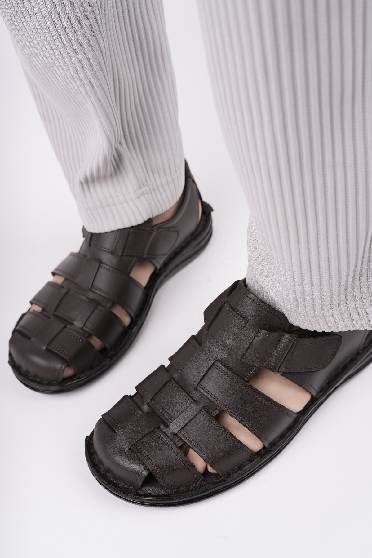 Edinburg Garantili Erkek Günlük Hakiki Deri Rahat Yumuşak Taban Ortopedik Sandalet - Görsel 6