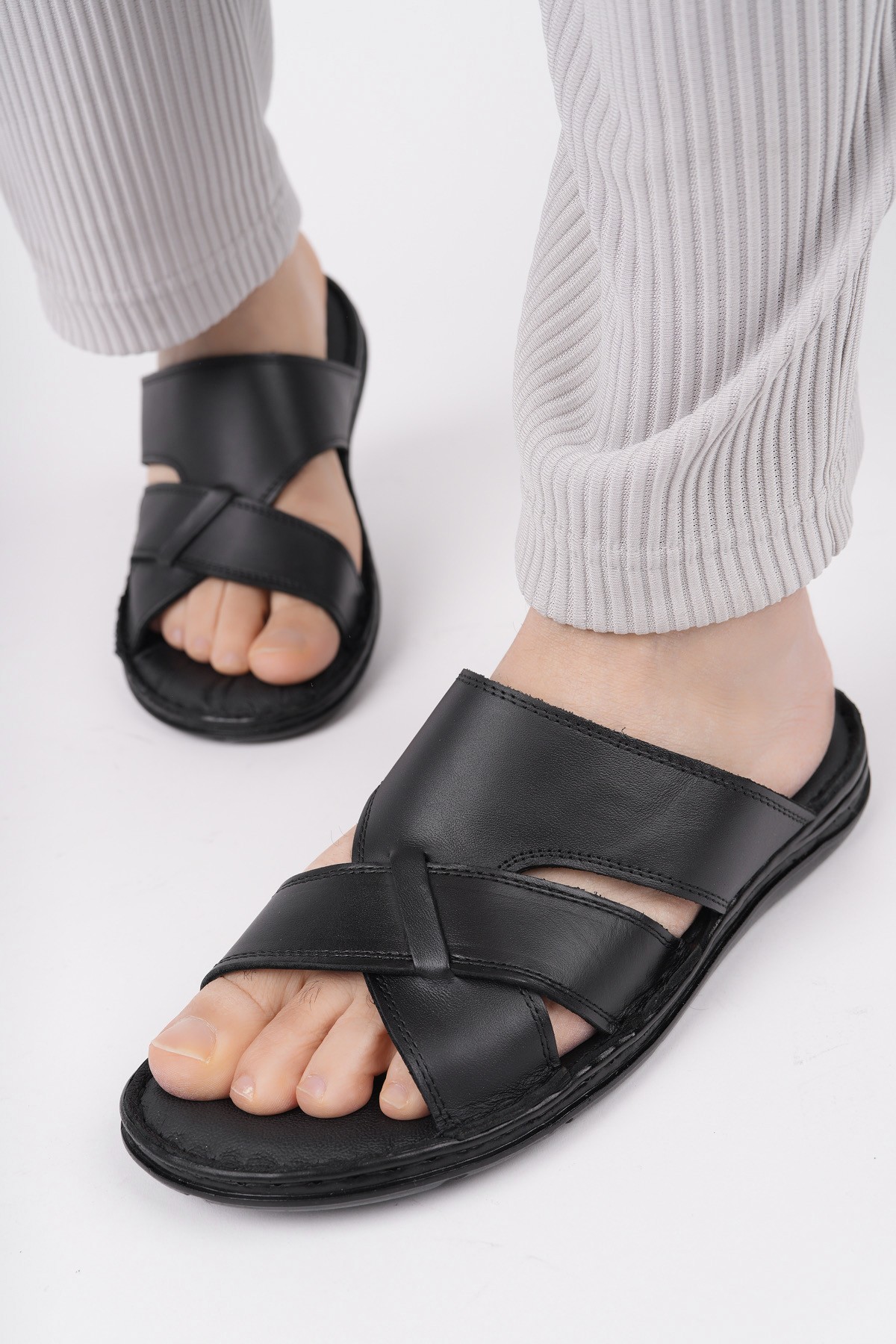 Eco Garantili Erkek Günlük Hakiki Deri Rahat Yumuşak Taban Ortopedik Terlik - Görsel 2