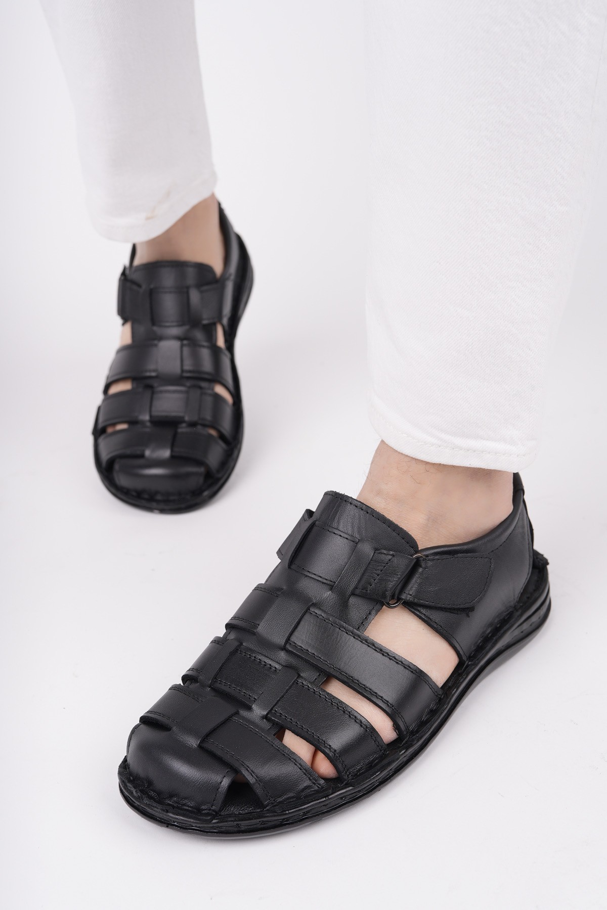 Edinburg Garantili Erkek Günlük Hakiki Deri Rahat Yumuşak Taban Ortopedik Sandalet - Görsel 2