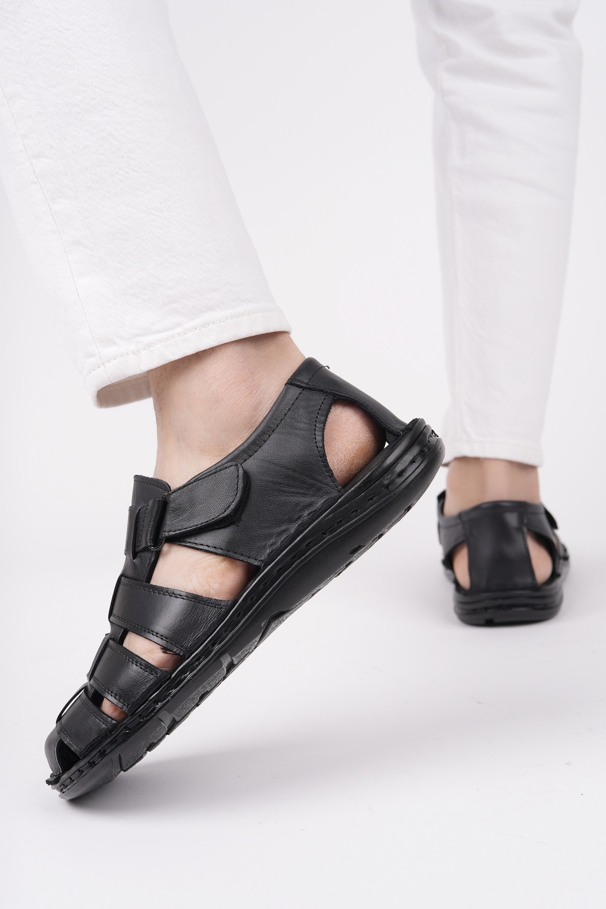 Edinburg Garantili Erkek Günlük Hakiki Deri Rahat Yumuşak Taban Ortopedik Sandalet - Görsel 4