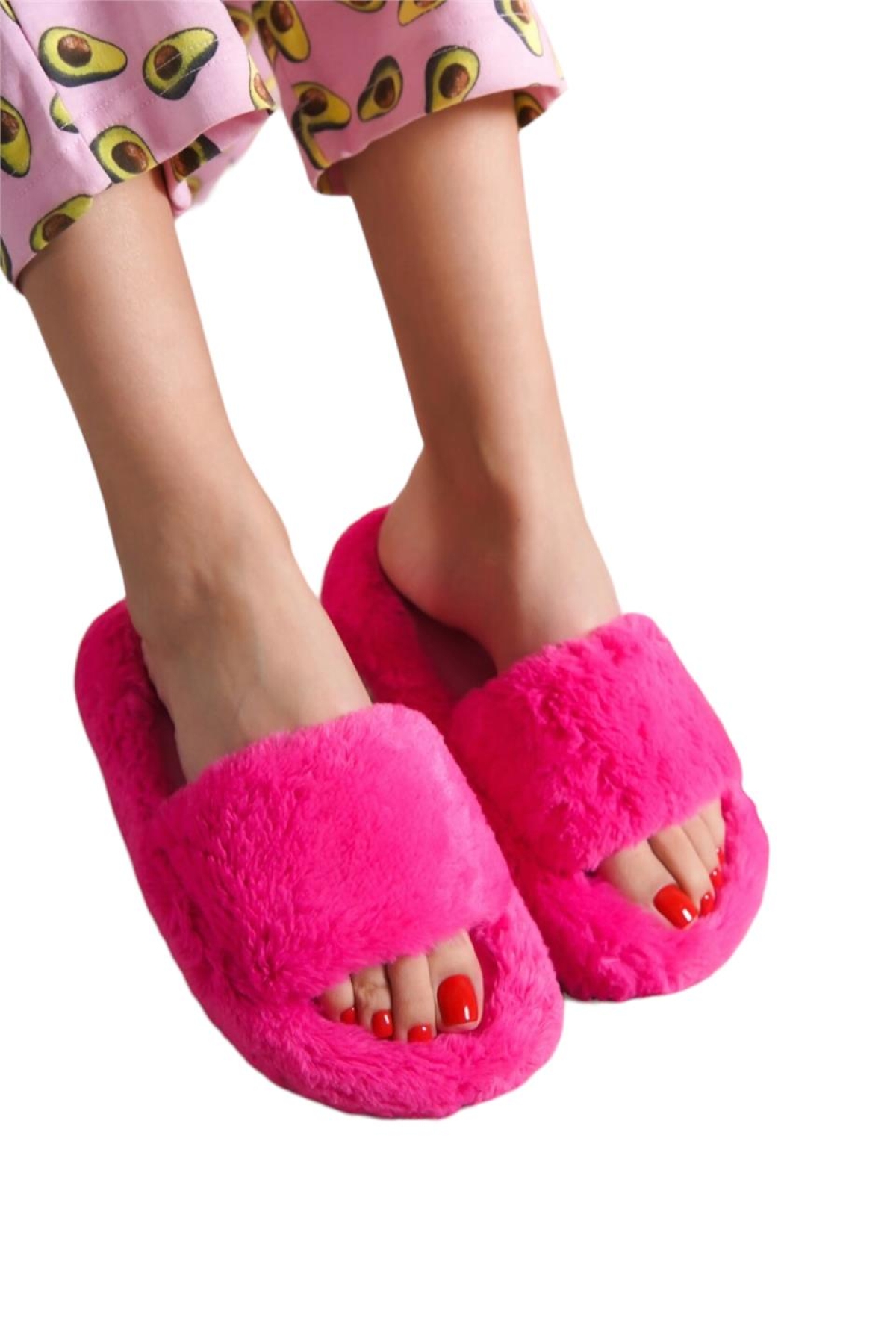 Ekstra Yumuşak Tüylü Kadın Terlik PEMBE - Görsel 2
