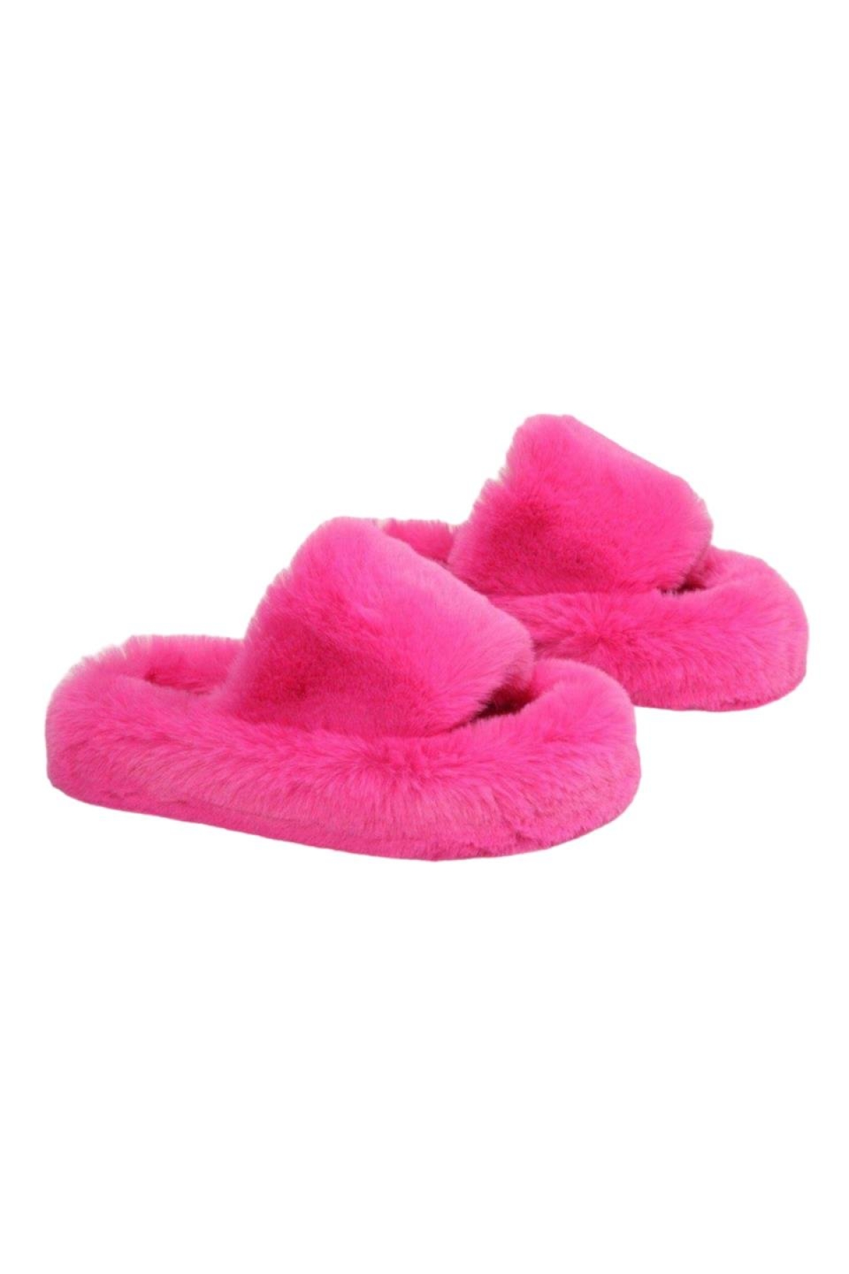 Ekstra Yumuşak Tüylü Kadın Terlik PEMBE - Görsel 3