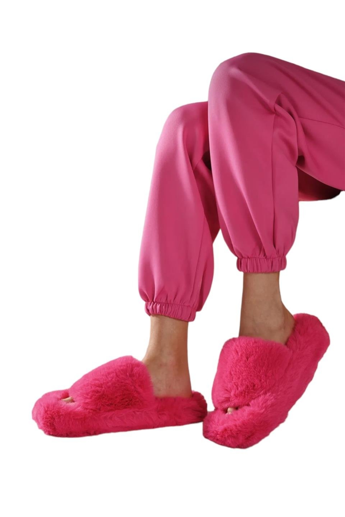 Ekstra Yumuşak Tüylü Kadın Terlik PEMBE - Görsel 4