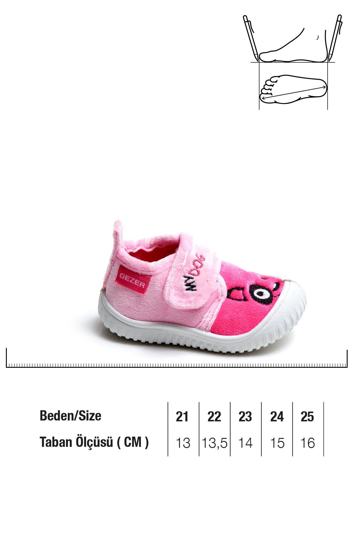 03197 Kız Çocuk Günlük Cırtlı Panduf Kreş Ayakkabı - Görsel 3