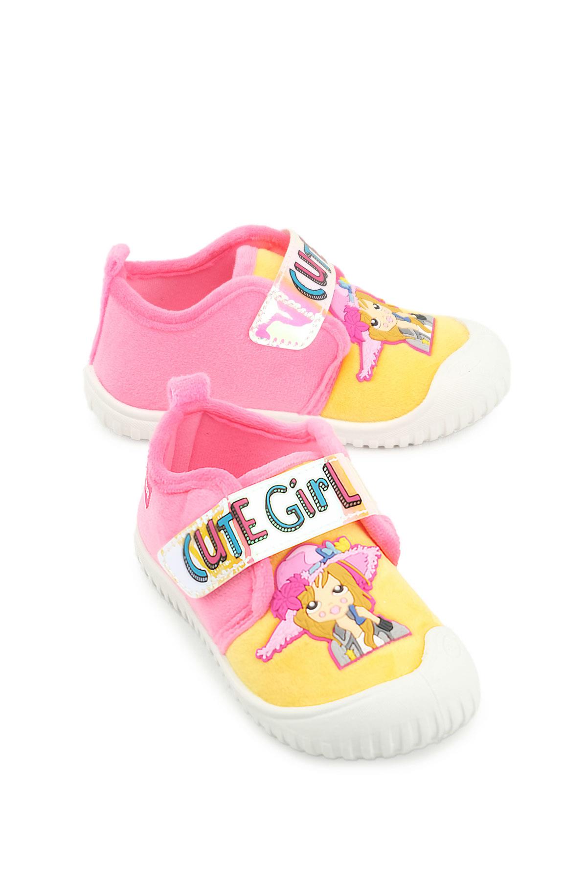 03377 Kız Çocuk Günlük Cırtlı Panduf Kreş Ayakkabı - Görsel 2