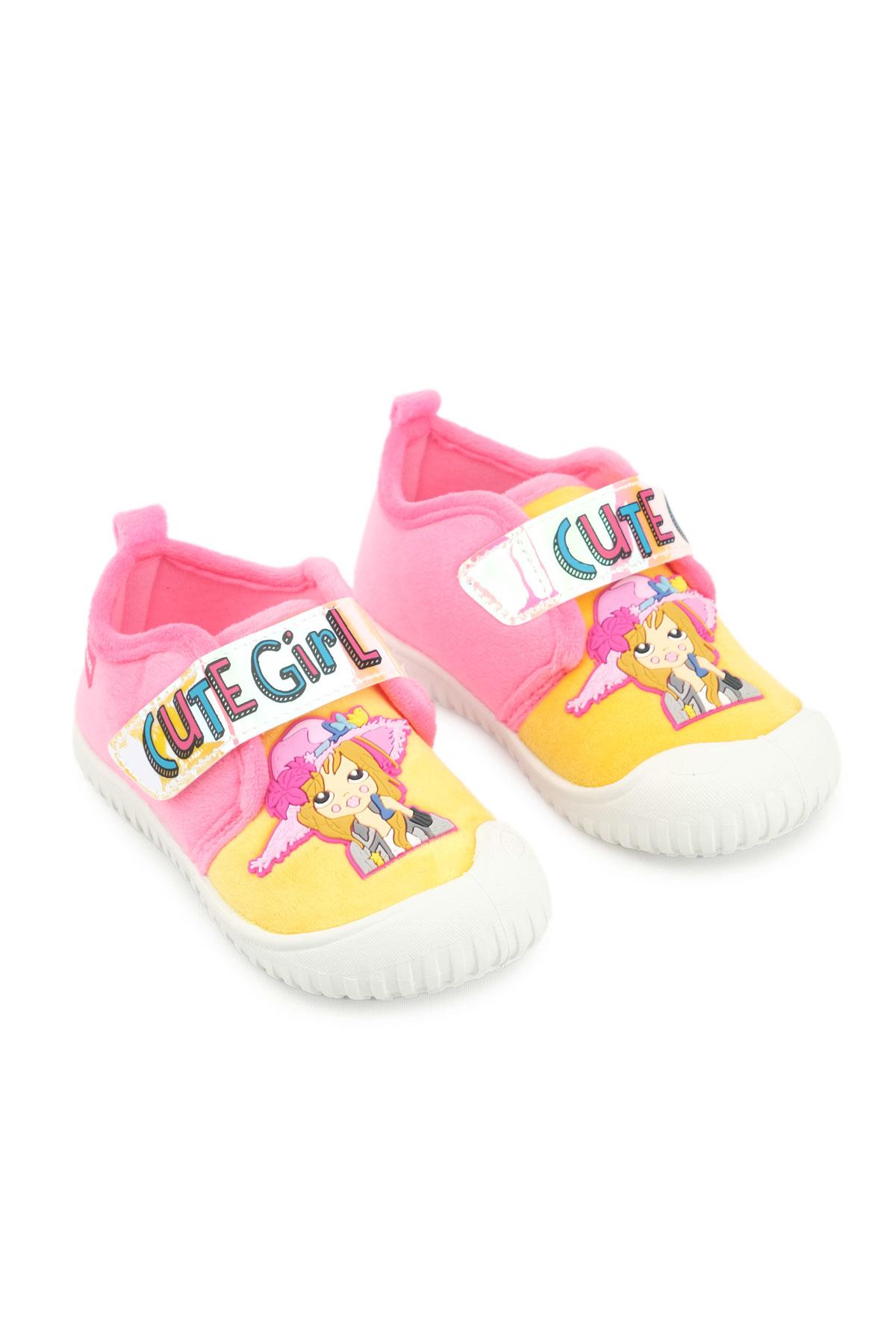 03377 Kız Çocuk Günlük Cırtlı Panduf Kreş Ayakkabı - Görsel 4