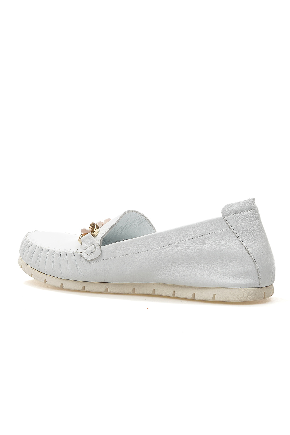 Kadın Hakiki Deri Toka Detaylı Günlük Babet 25y D25ya-745 Z Beyaz - Görsel 4