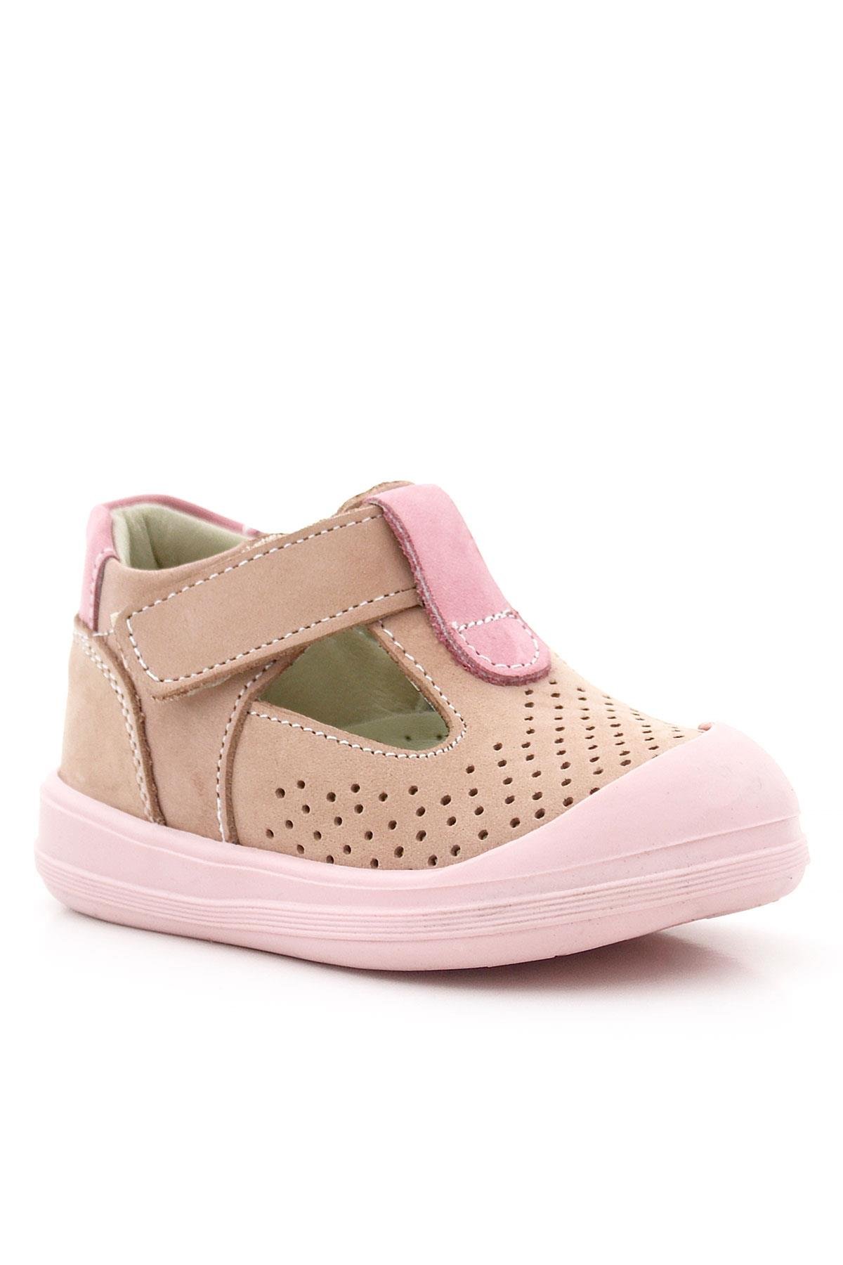 Shaun Hakiki Deri Pudra Pembe Cırtlı Anatomik Bebek Sandalet - Görsel 2