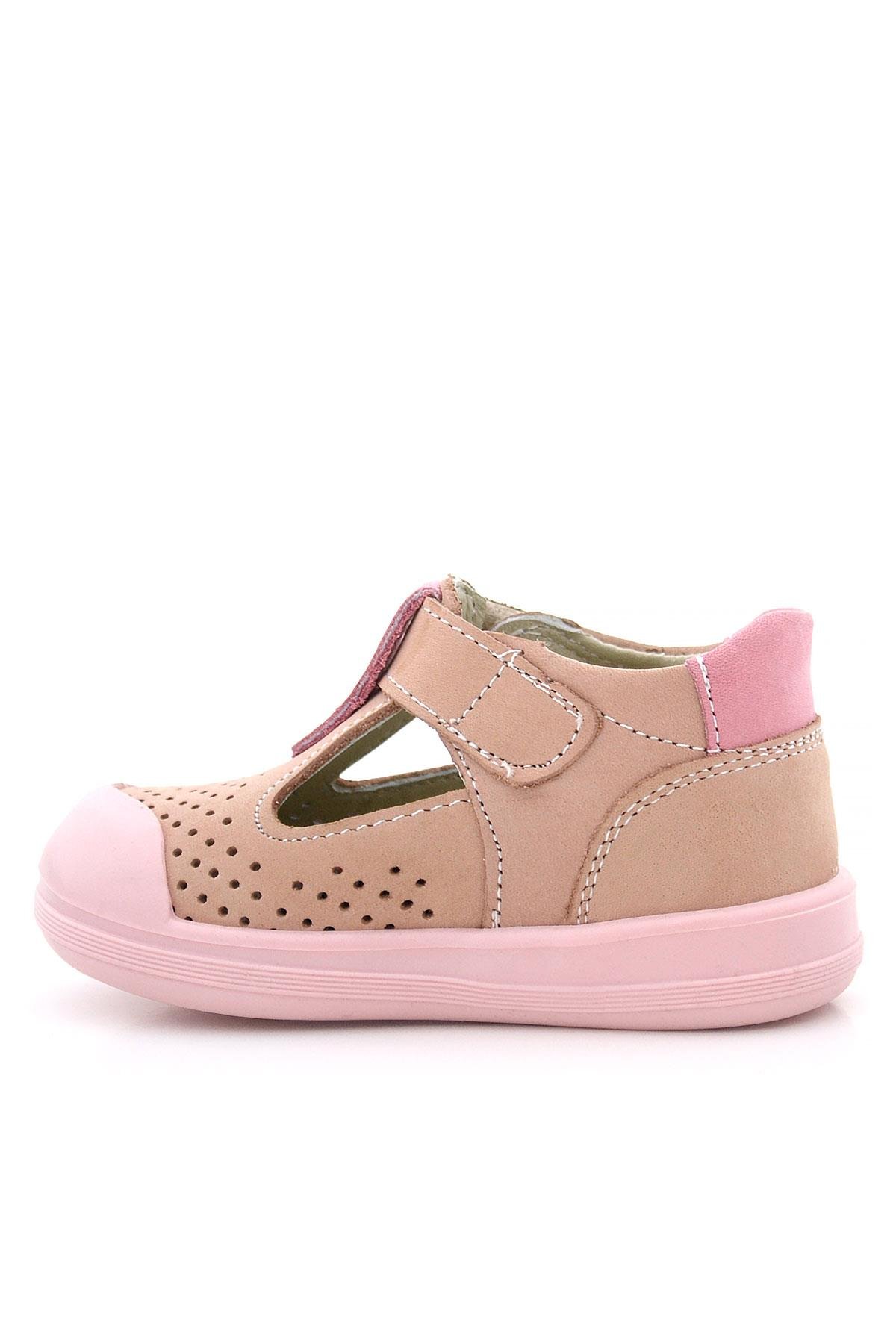 Shaun Hakiki Deri Pudra Pembe Cırtlı Anatomik Bebek Sandalet - Görsel 5