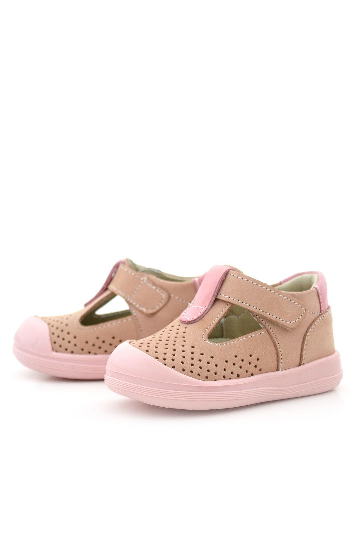 Shaun Hakiki Deri Pudra Pembe Cırtlı Anatomik Bebek Sandalet - Görsel 6