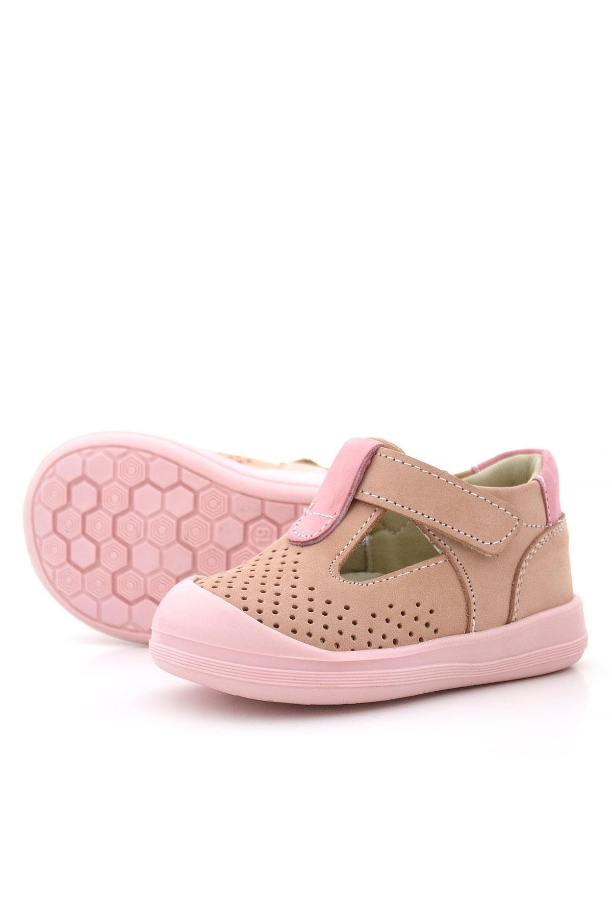 Shaun Hakiki Deri Pudra Pembe Cırtlı Anatomik Bebek Sandalet - Görsel 7