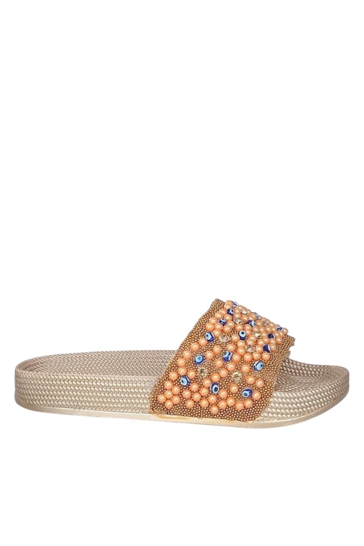 Kadın Boncuklu Günlük Terlik ALTIN - Görsel 2
