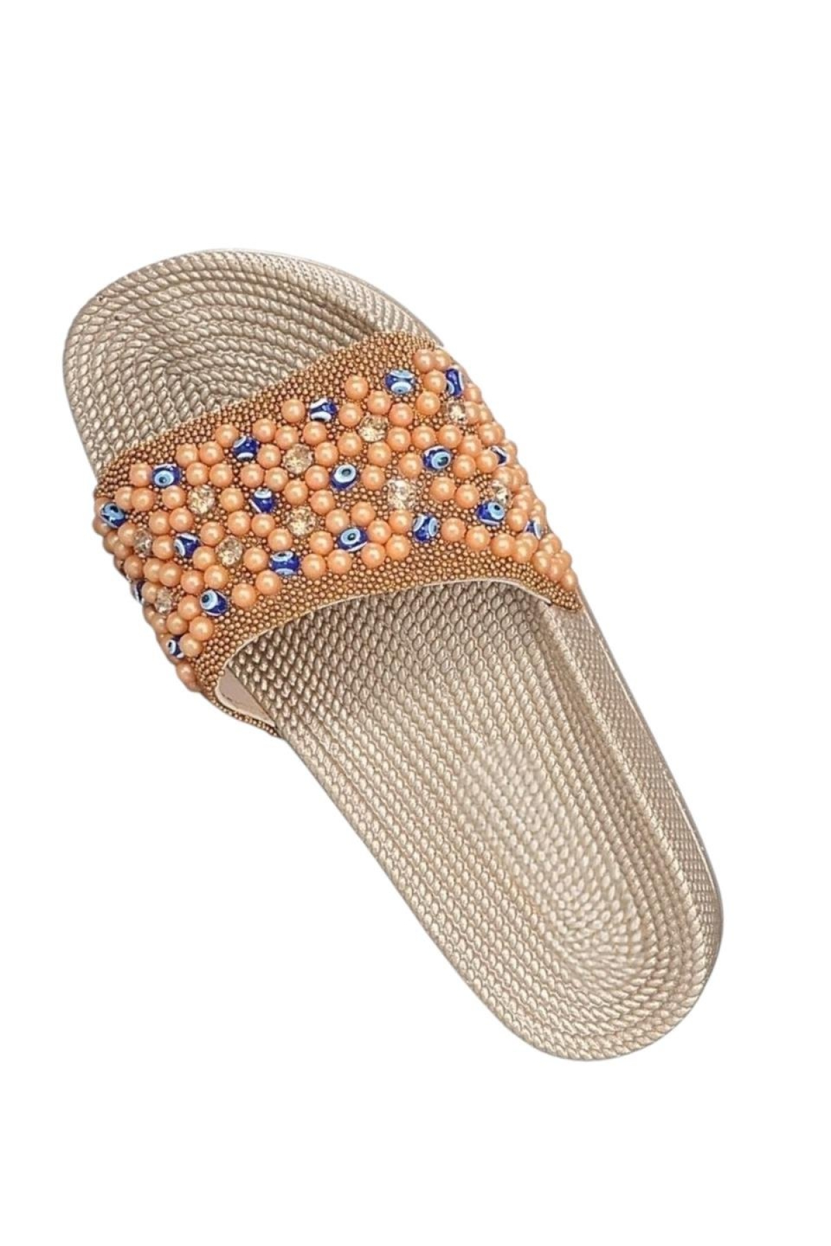 Kadın Boncuklu Günlük Terlik ALTIN - Görsel 3