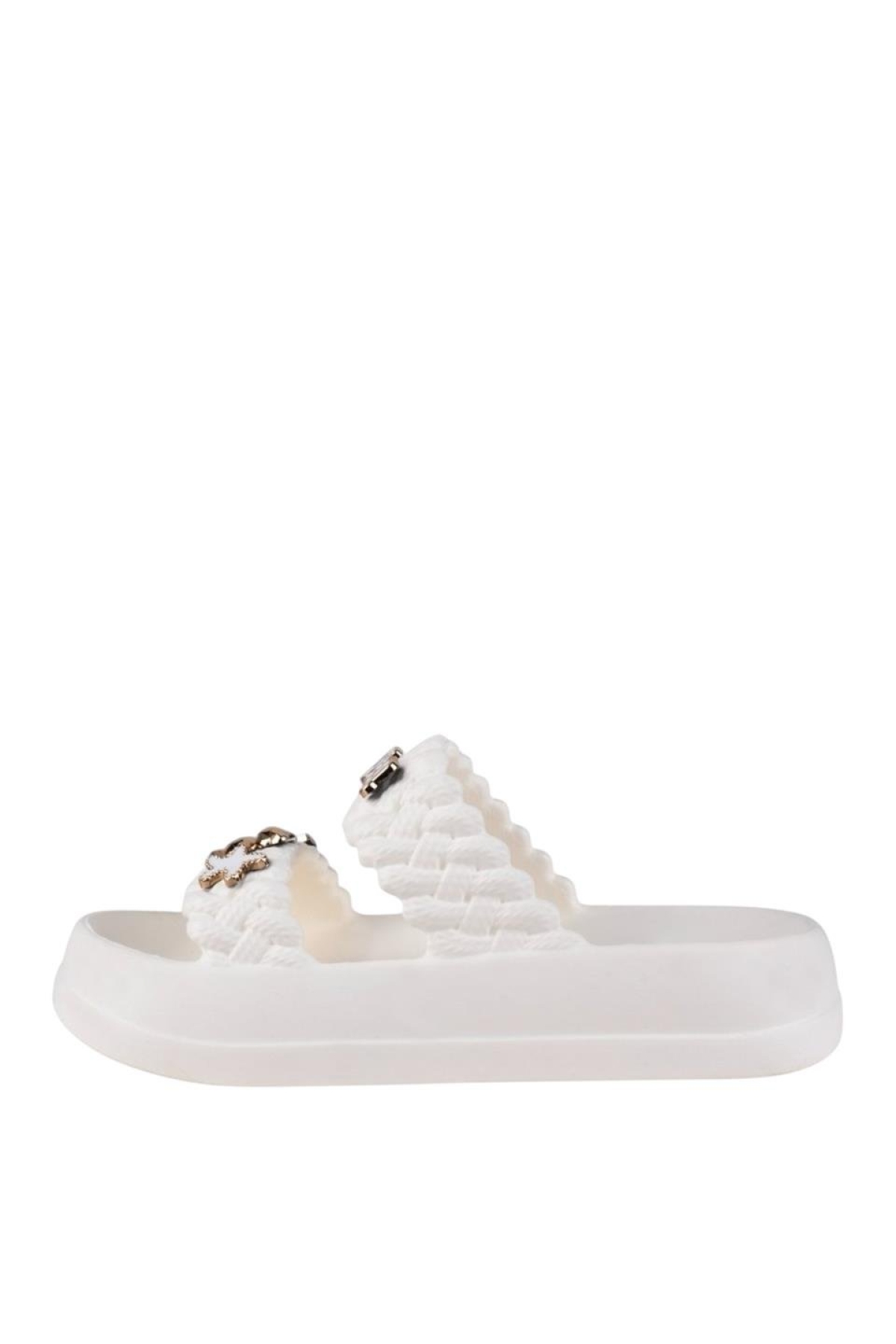 Kadın Taşlı Şık Rahat Konforlu Günlük Terlik BEYAZ - Görsel 3