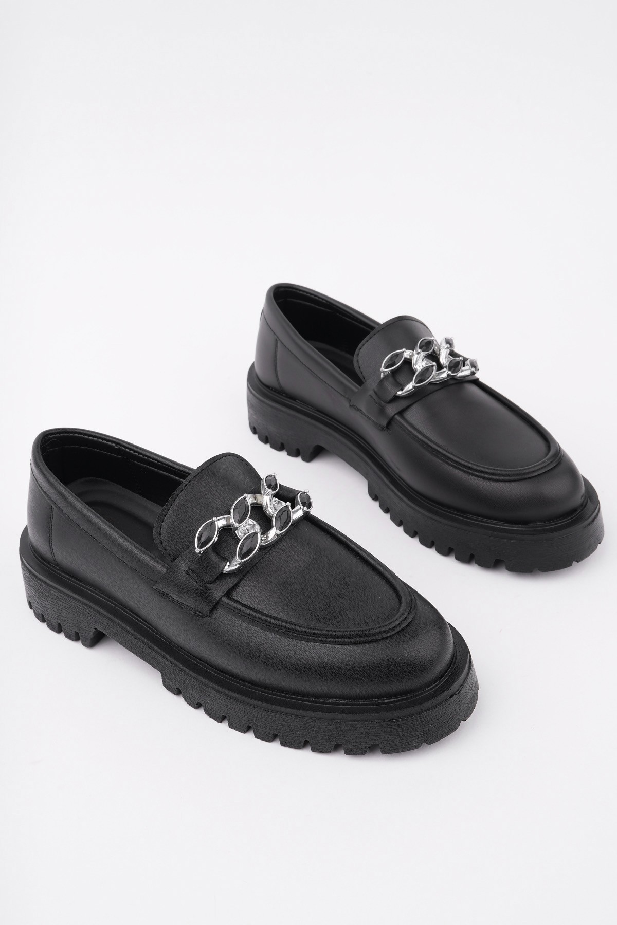 CRASHER Kalın Taban Tokalı Günlük Casual Makosen Kadın Loafer Ayakkabı - Görsel 7