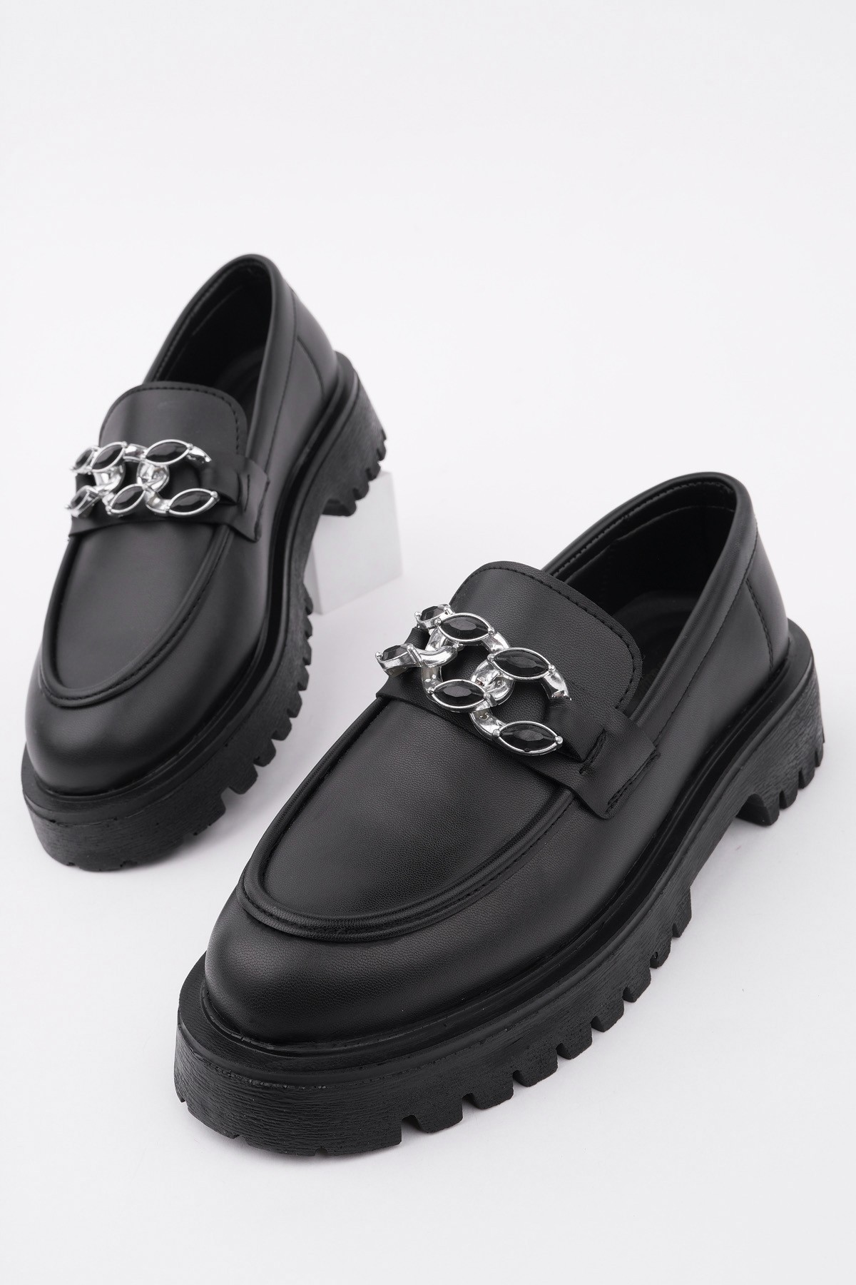 CRASHER Kalın Taban Tokalı Günlük Casual Makosen Kadın Loafer Ayakkabı - Görsel 8