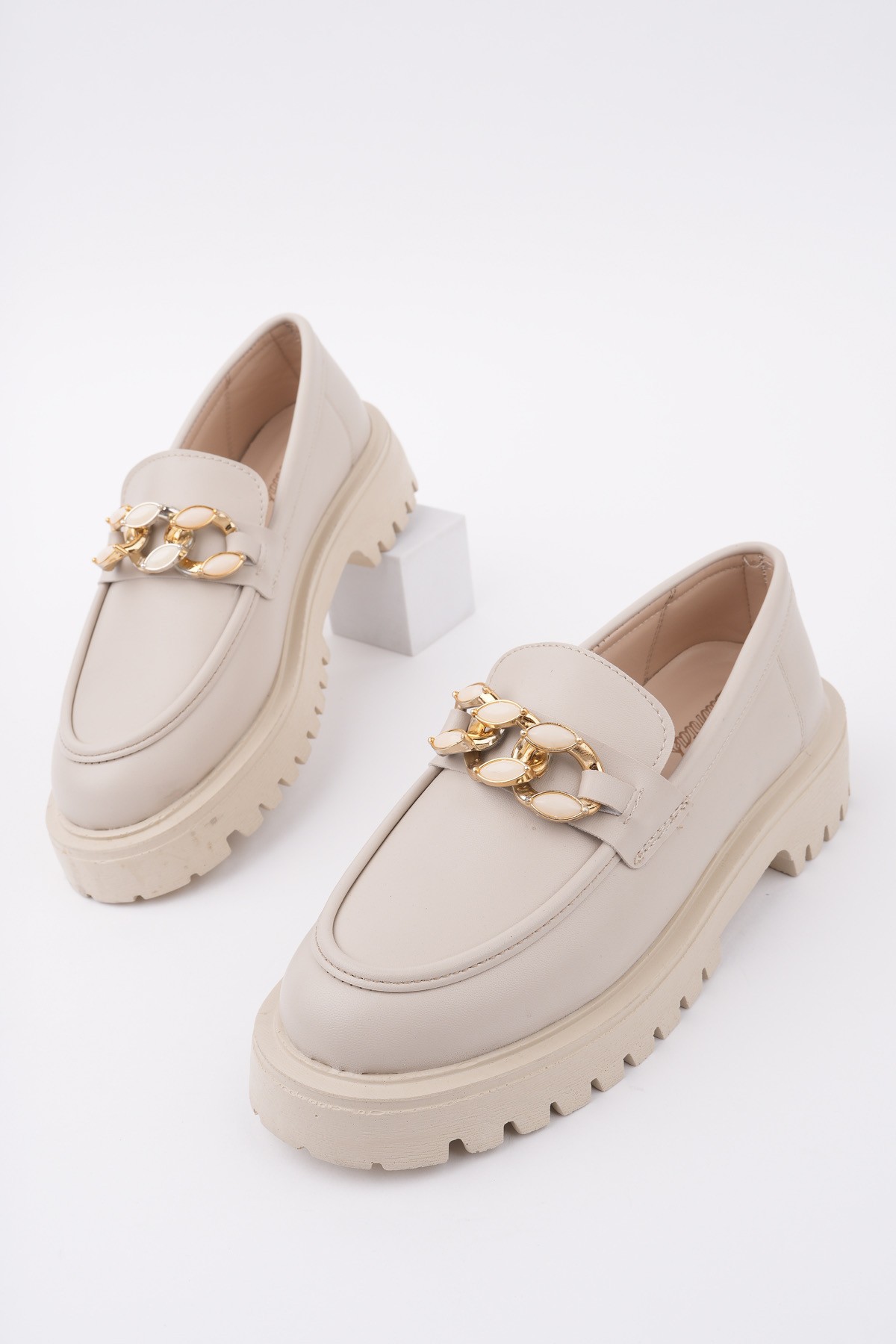 CRASHER Kalın Taban Tokalı Günlük Casual Makosen Kadın Loafer Ayakkabı - Görsel 2