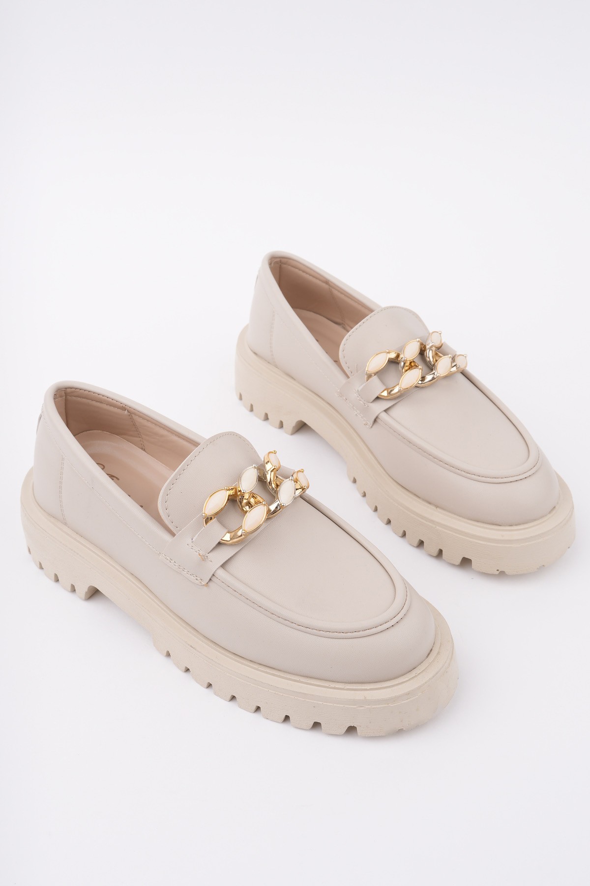 CRASHER Kalın Taban Tokalı Günlük Casual Makosen Kadın Loafer Ayakkabı - Görsel 3