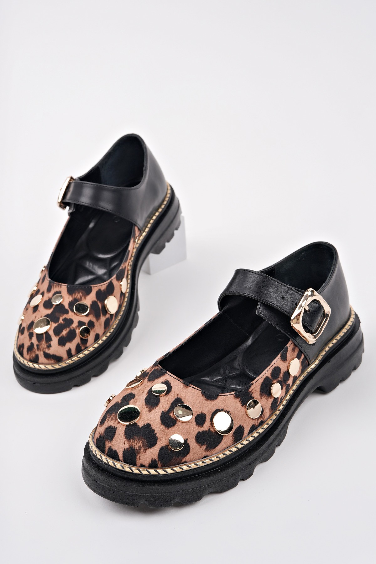 EGERİA Leopar Desenli Tek Bantlı Kalın Taban Kadın Günlük Loafer Ayakkabı - Görsel 2