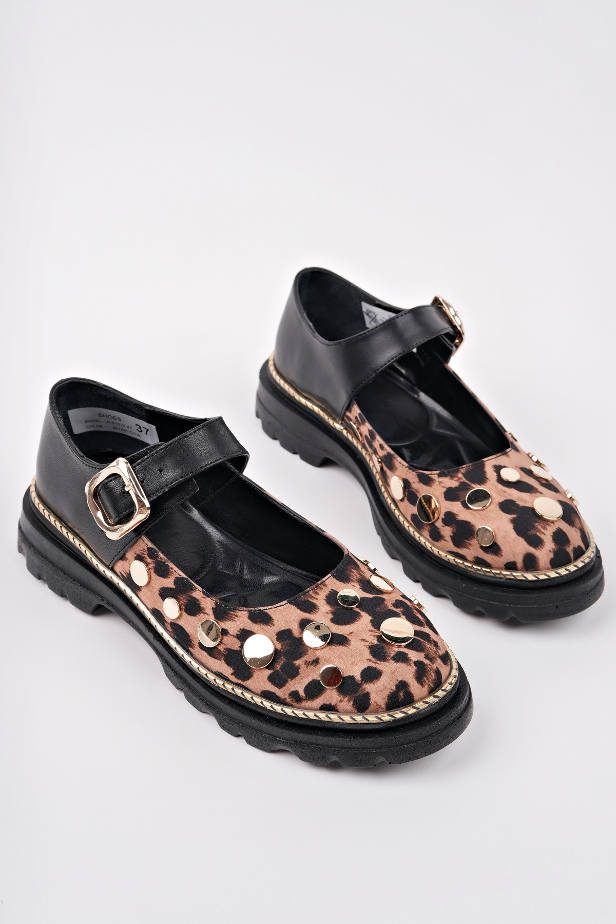 EGERİA Leopar Desenli Tek Bantlı Kalın Taban Kadın Günlük Loafer Ayakkabı - Görsel 4