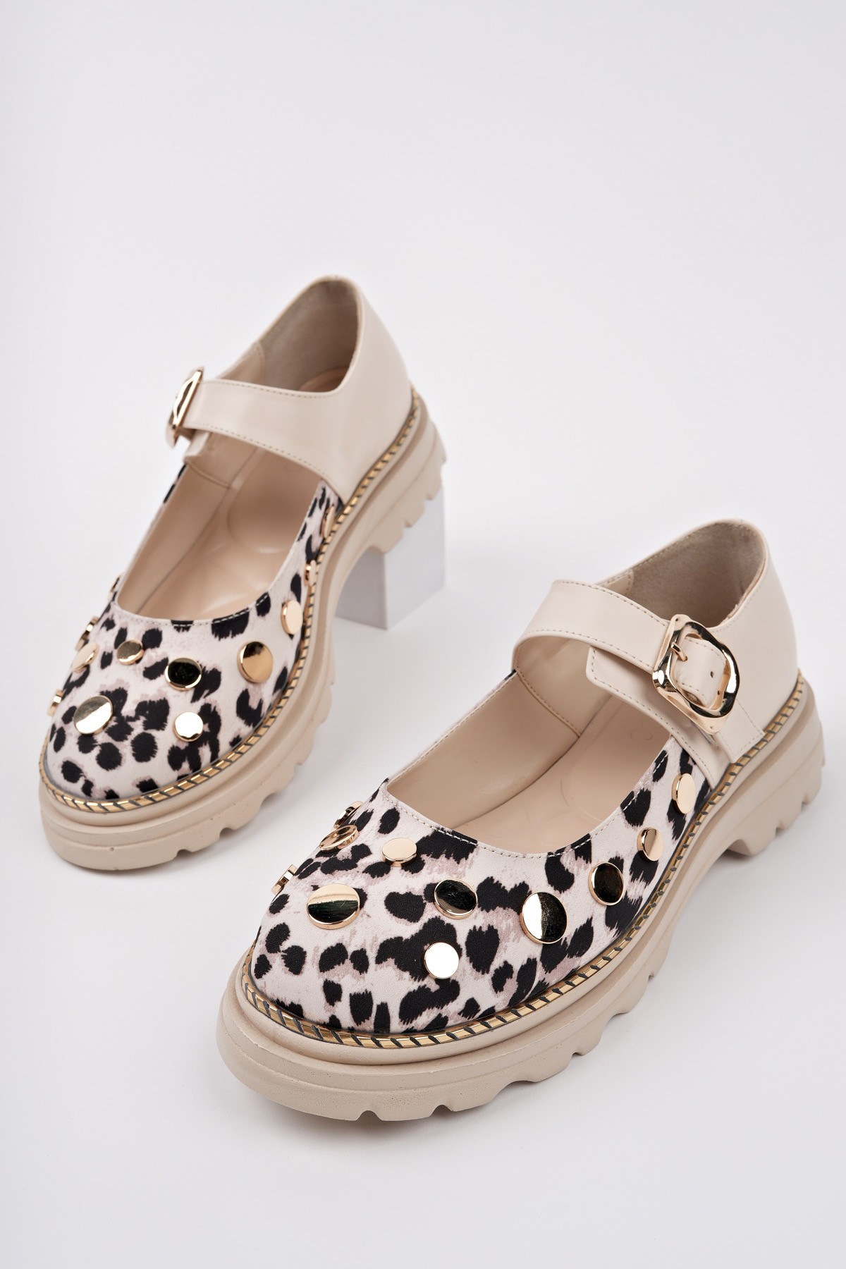 EGERİA Leopar Desenli Tek Bantlı Kalın Taban Kadın Günlük Loafer Ayakkabı - Görsel 2
