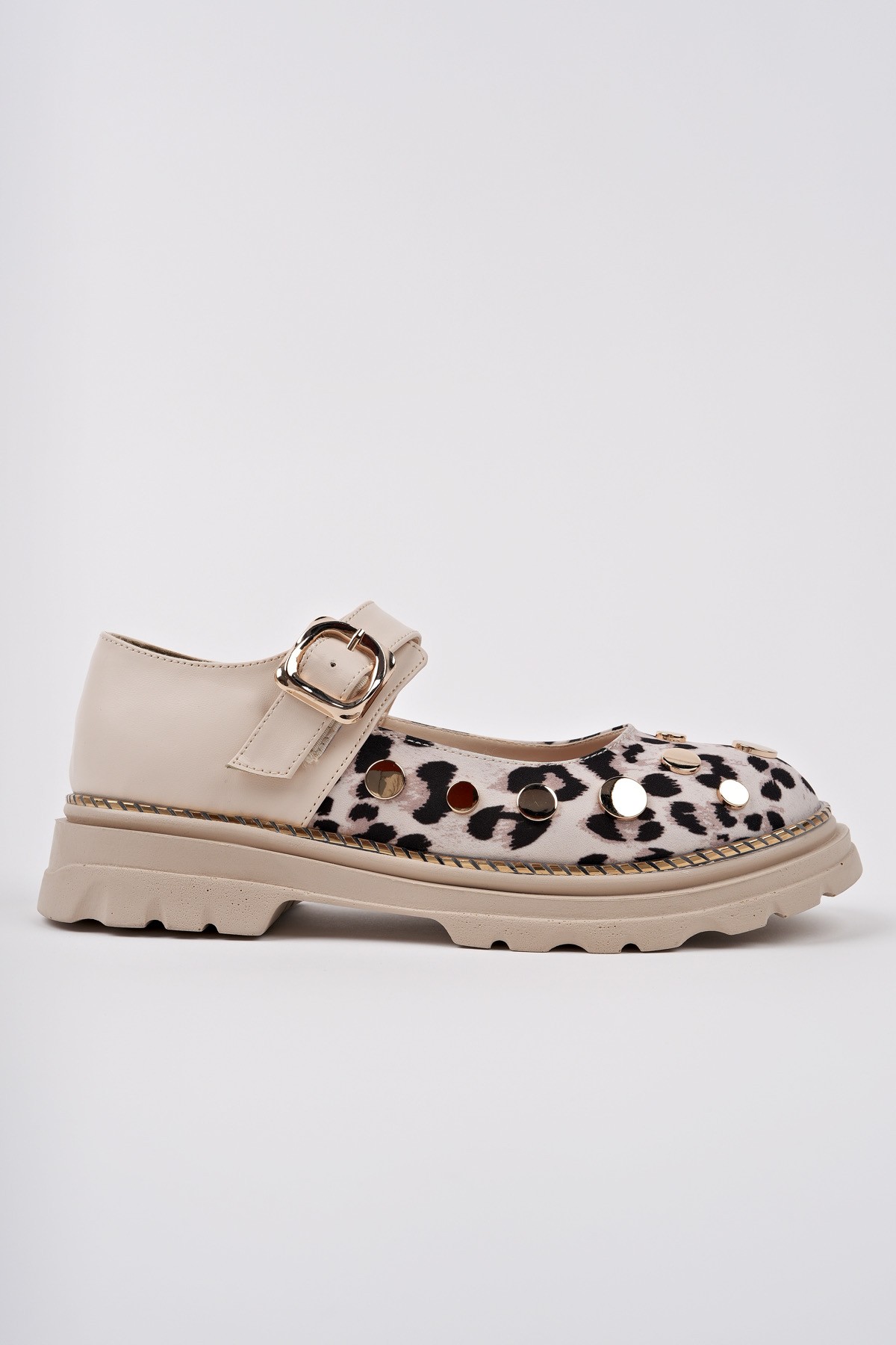 EGERİA Leopar Desenli Tek Bantlı Kalın Taban Kadın Günlük Loafer Ayakkabı - Görsel 3