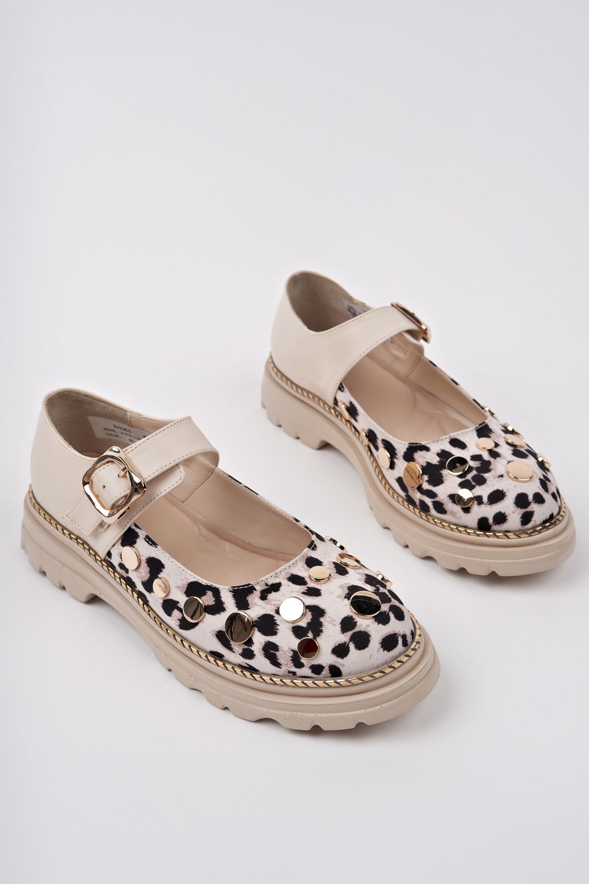 EGERİA Leopar Desenli Tek Bantlı Kalın Taban Kadın Günlük Loafer Ayakkabı - Görsel 4