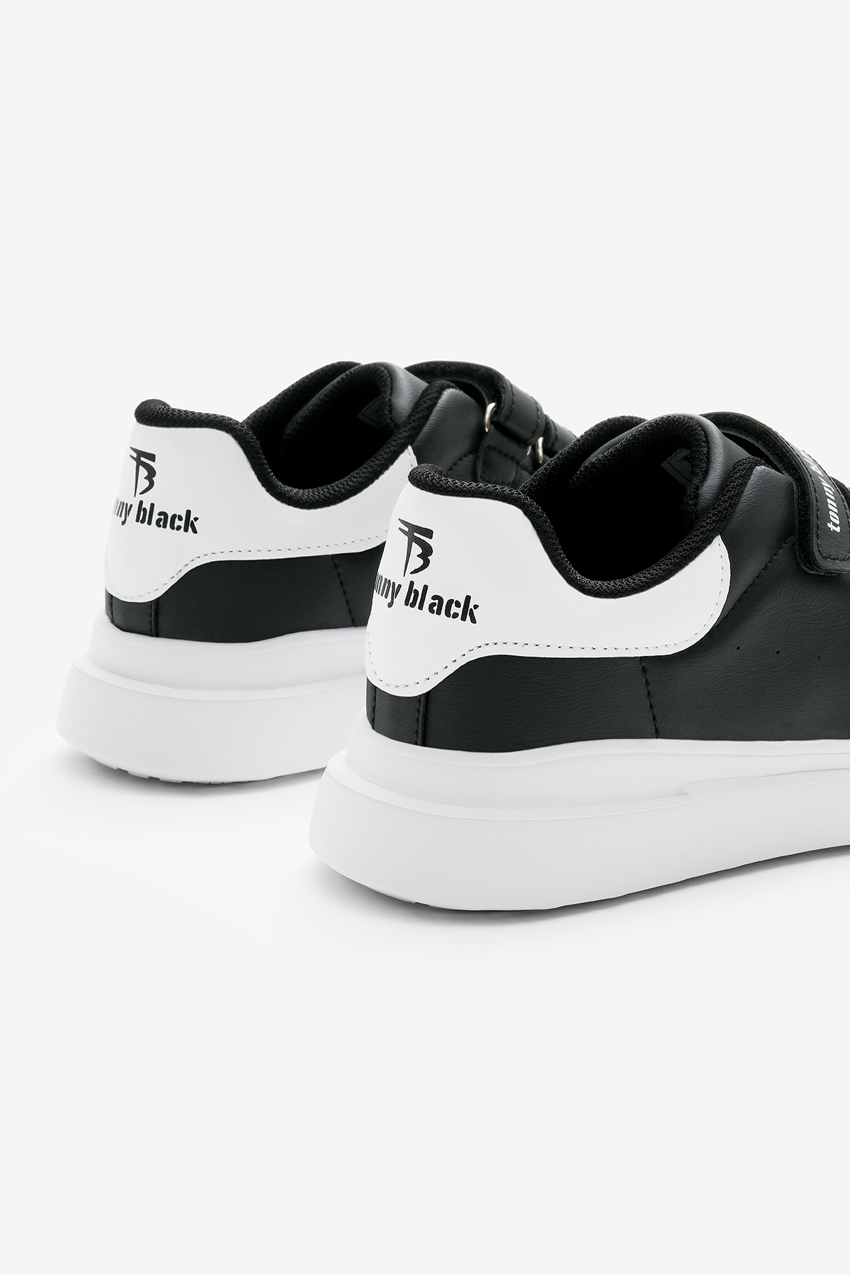 Çocuk Unisex Siyah Beyaz Eva Faylon Taban Üç Cırtlı Spor Ayakkabı - Görsel 6