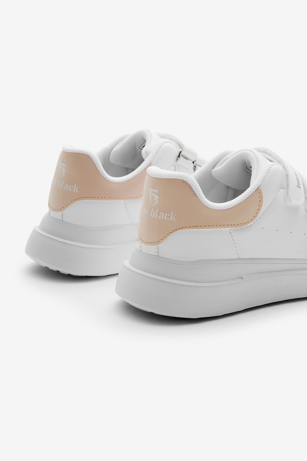 Çocuk Unisex Beyaz Pudra Eva Faylon Taban Üç Cırtlı Spor Ayakkabı - Görsel 6