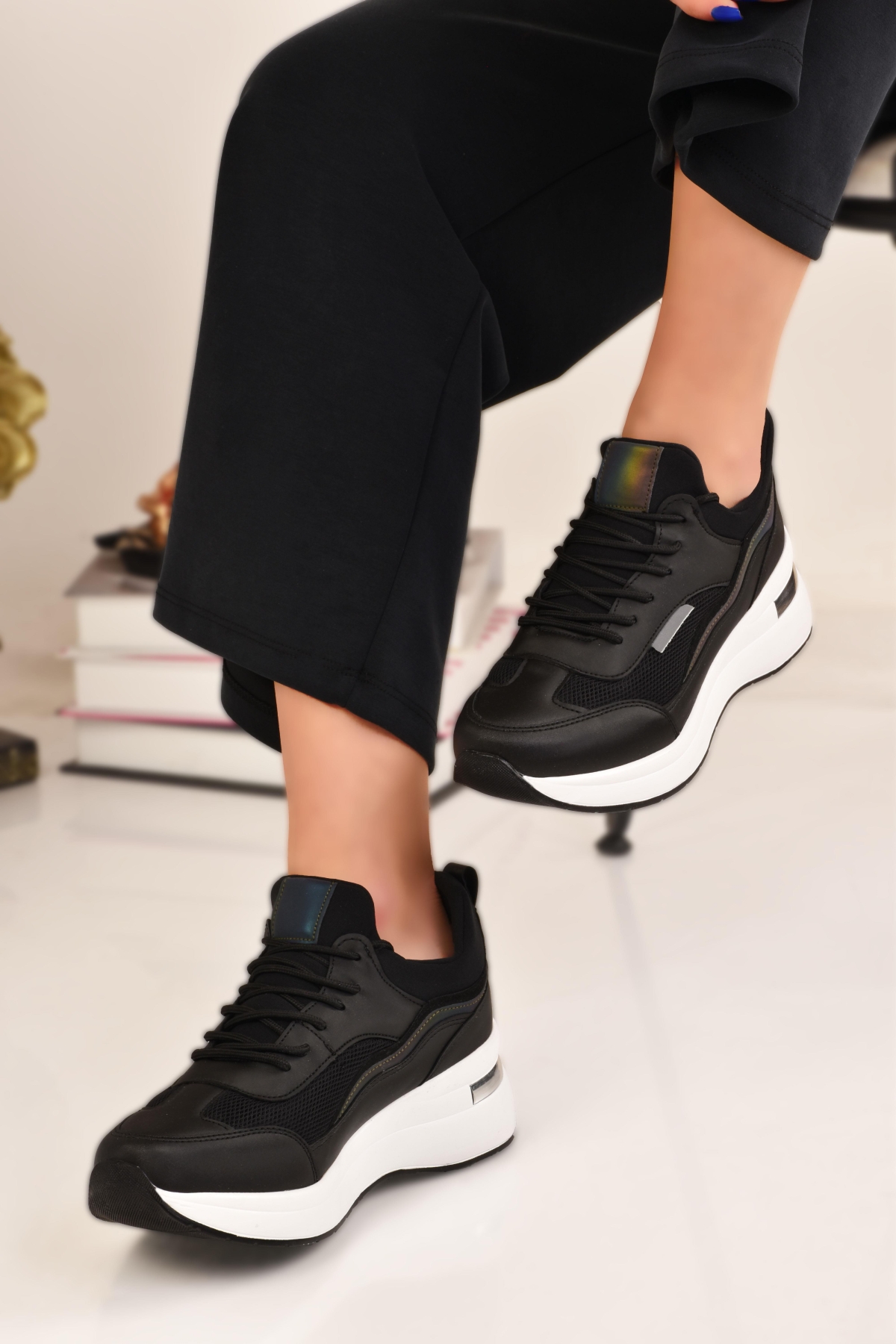 Kadın Siyah Sneaker Spor Ayakkabı - Görsel 3