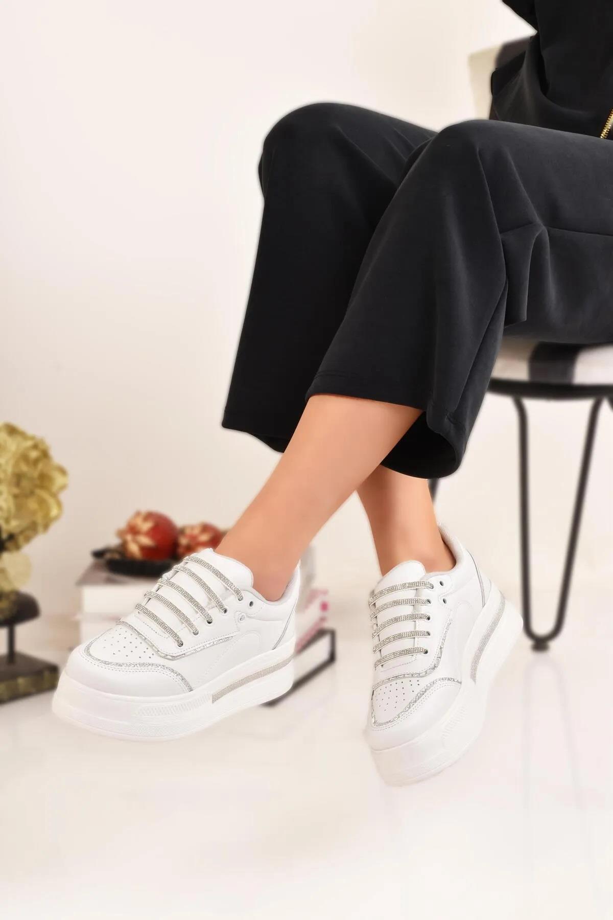 Kadın Kalın Yüksek Hafif Taban Spor Ayakkabı Sneaker - Görsel 4