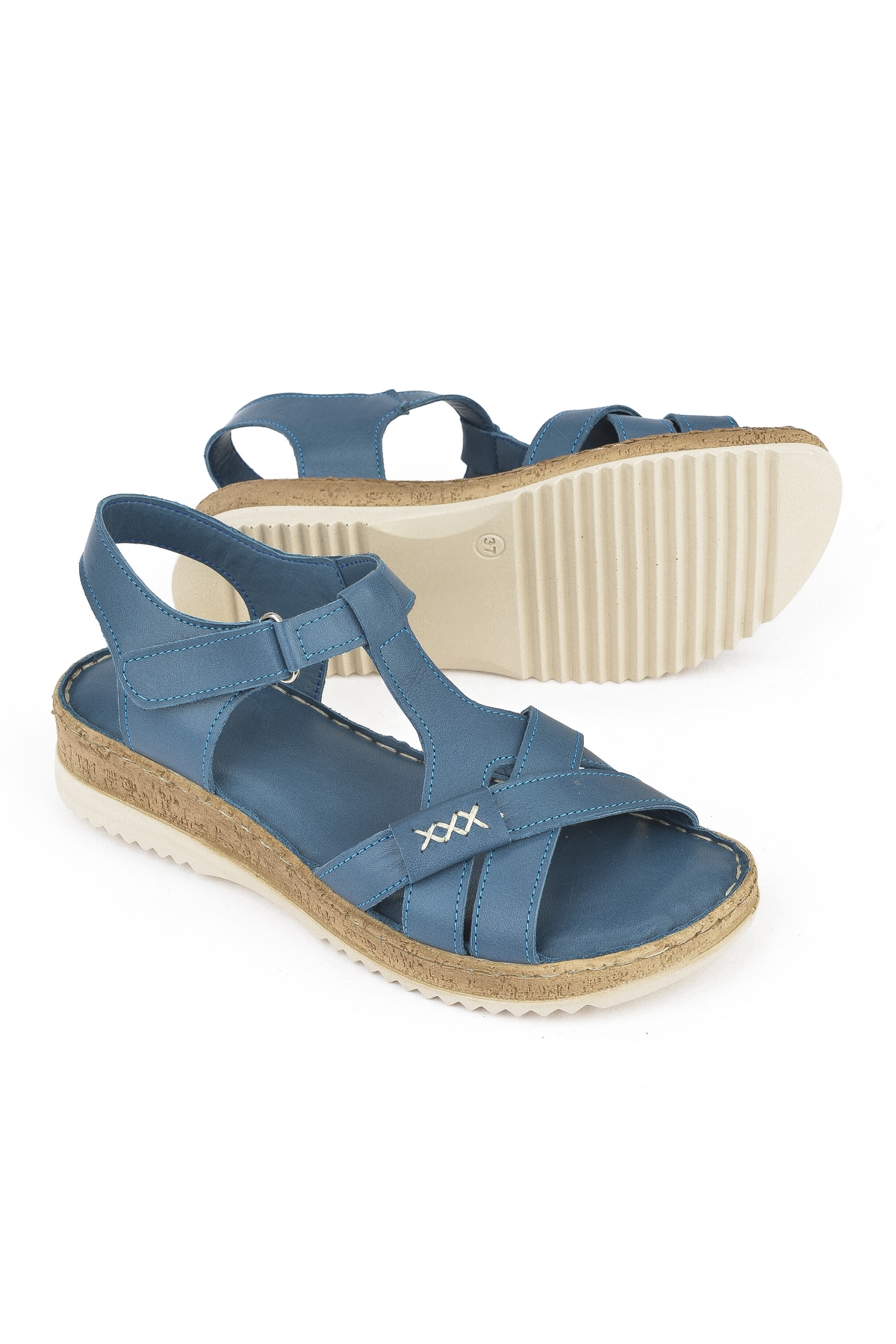 Kadın Hakiki Deri Sandalet 1511051Z011 Mavi - Görsel 5