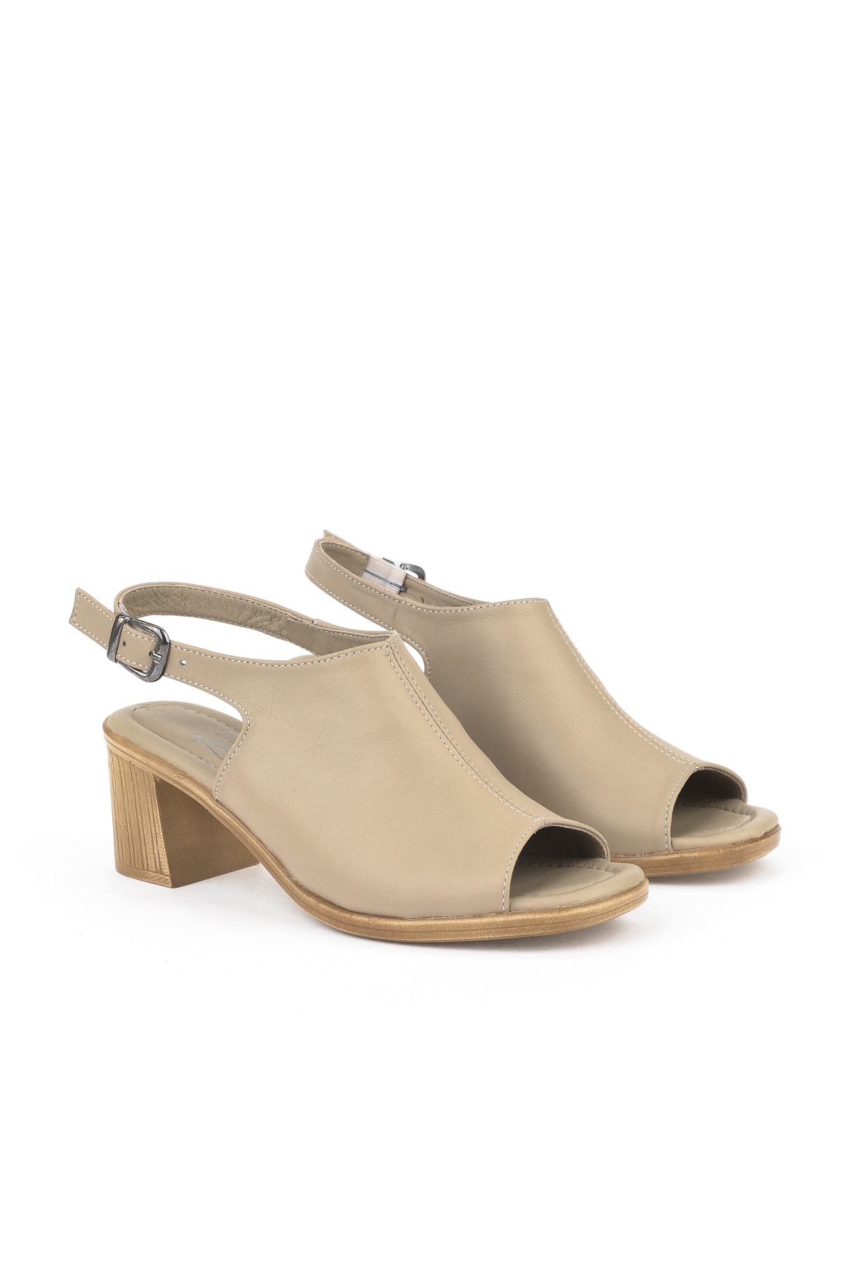 Kadın Hakiki Deri Topuklu Sandalet 1511020Z2212 Bej - Görsel 3