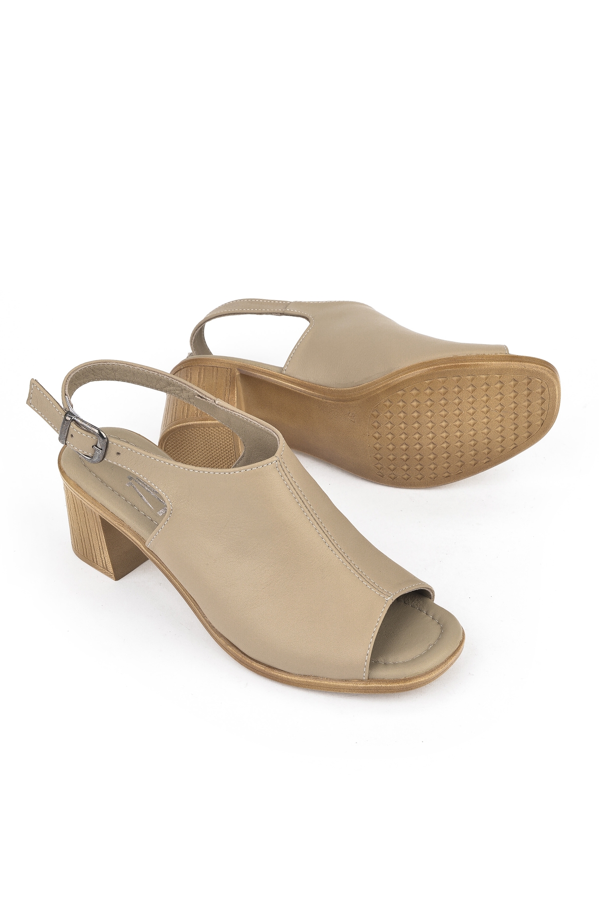 Kadın Hakiki Deri Topuklu Sandalet 1511020Z2212 Bej - Görsel 5