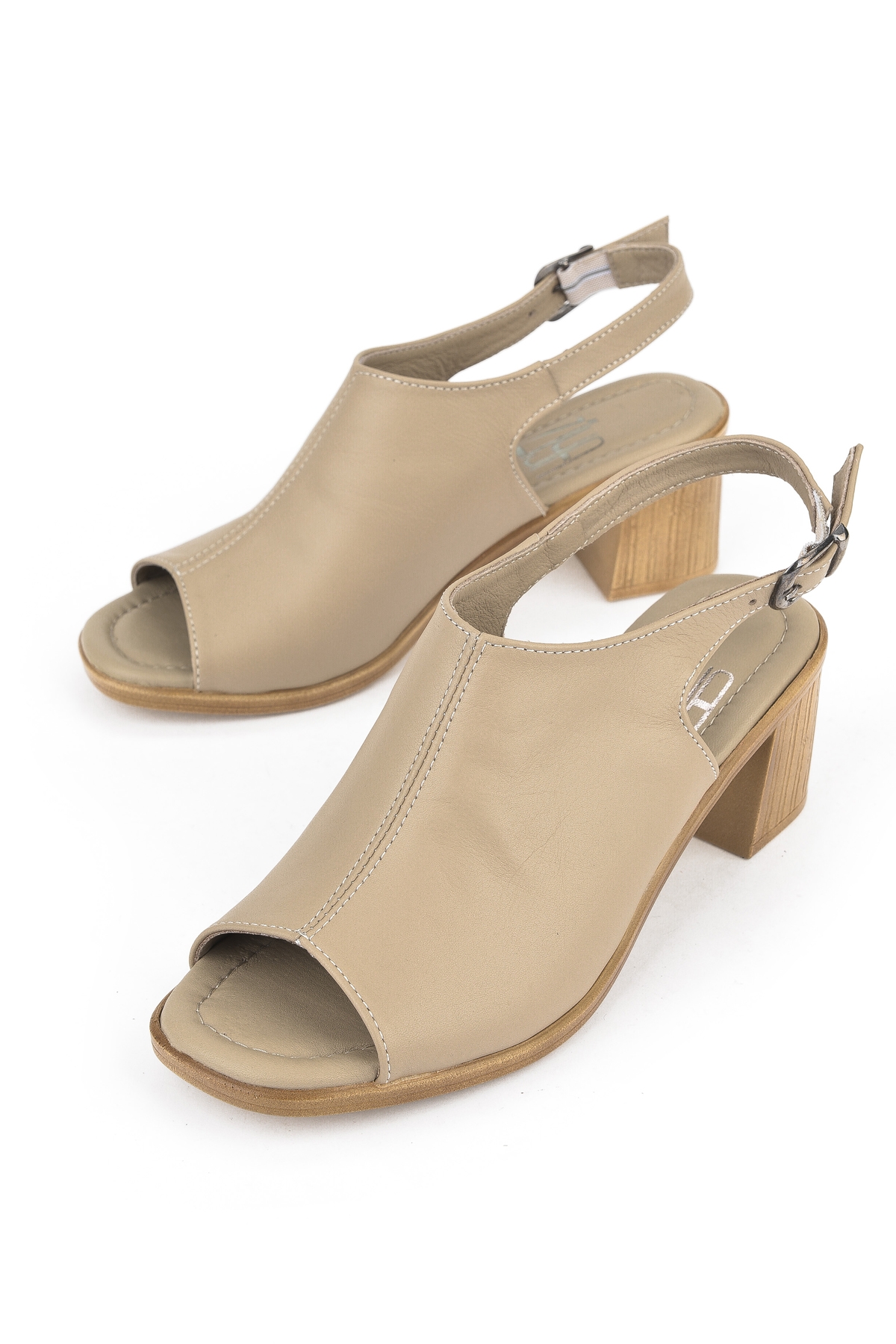 Kadın Hakiki Deri Topuklu Sandalet 1511020Z2212 Bej - Görsel 6