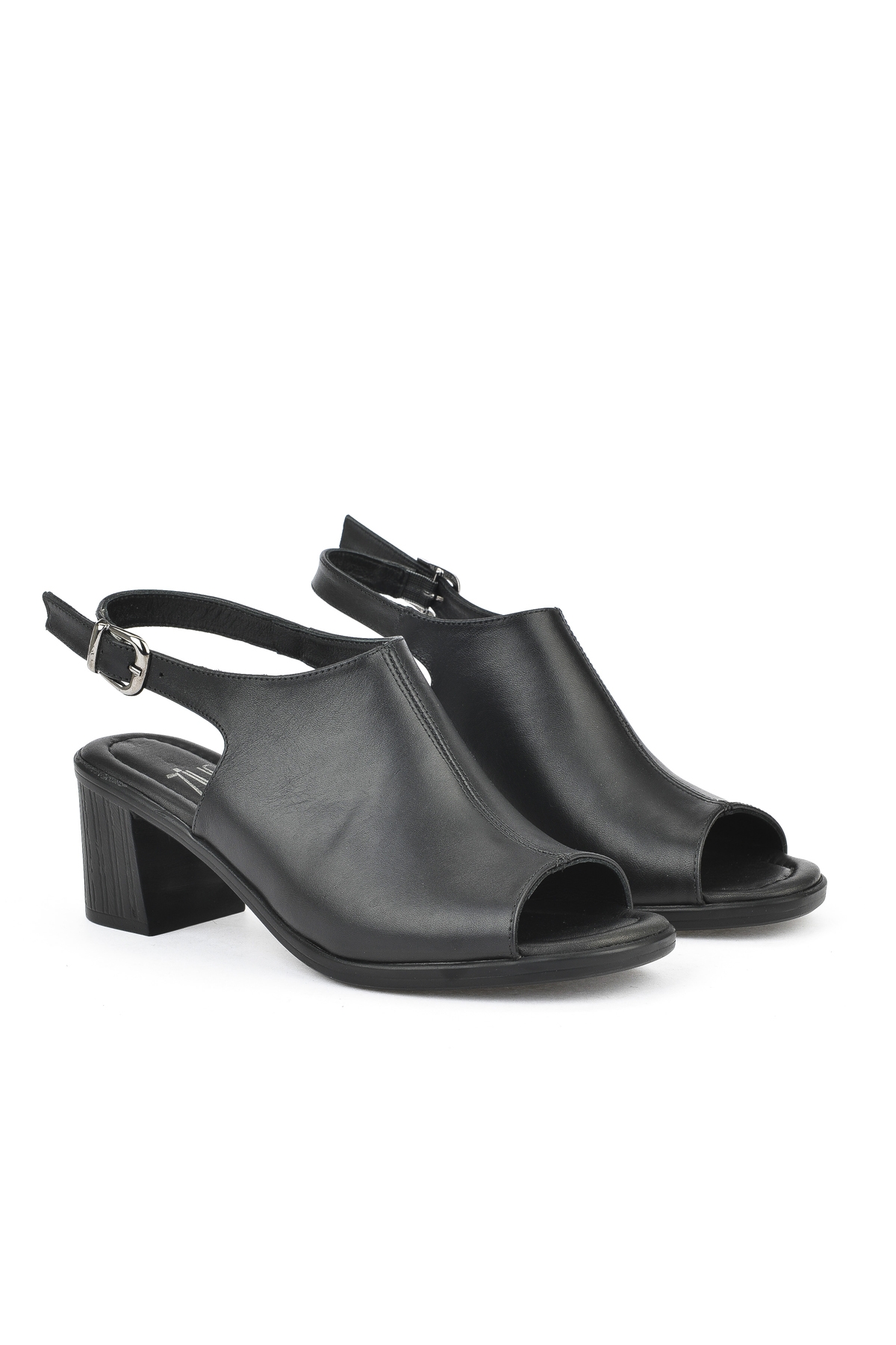 Kadın Hakiki Deri Topuklu Sandalet 1511020Z2212 Siyah - Görsel 3