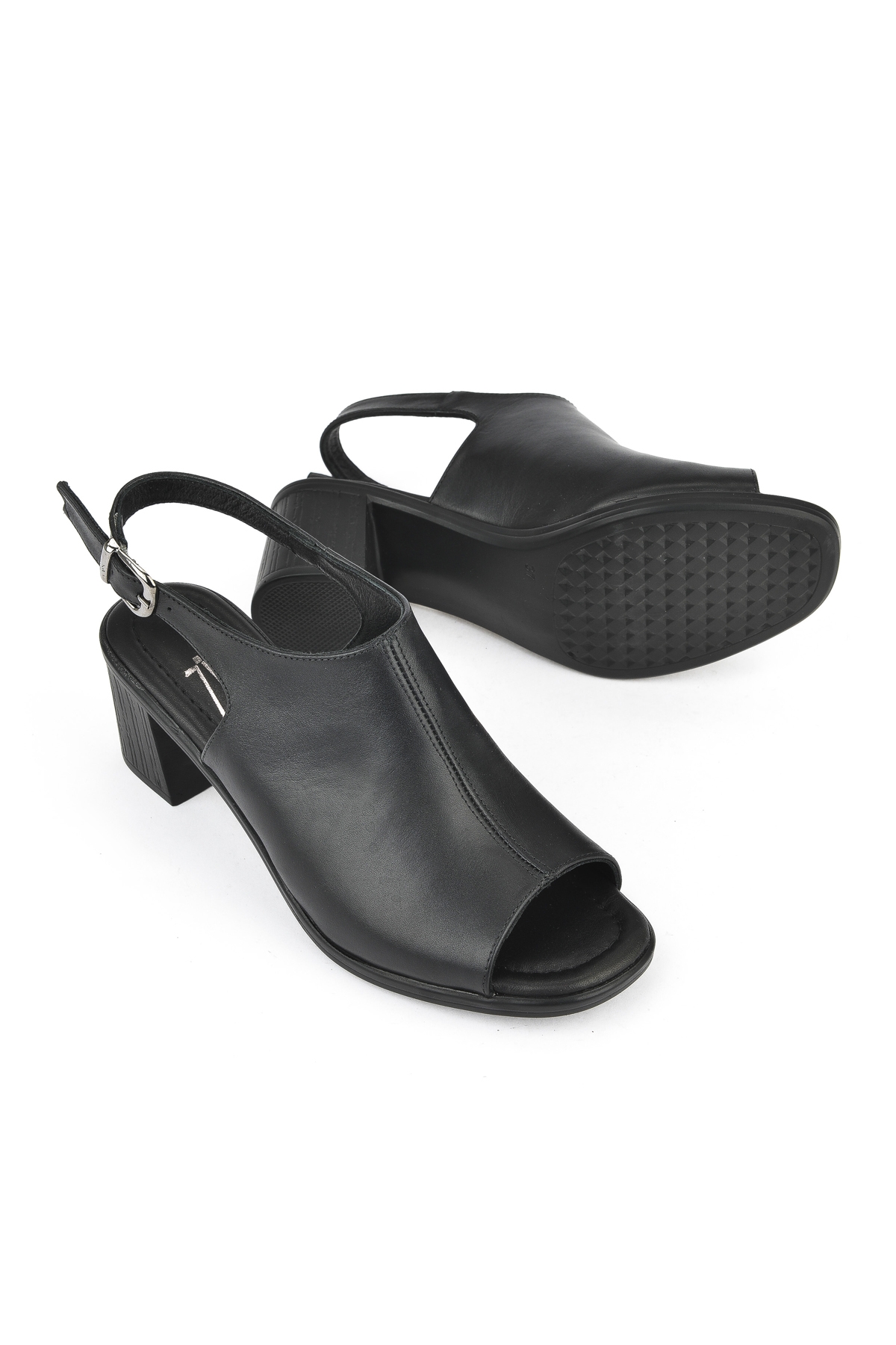 Kadın Hakiki Deri Topuklu Sandalet 1511020Z2212 Siyah - Görsel 5