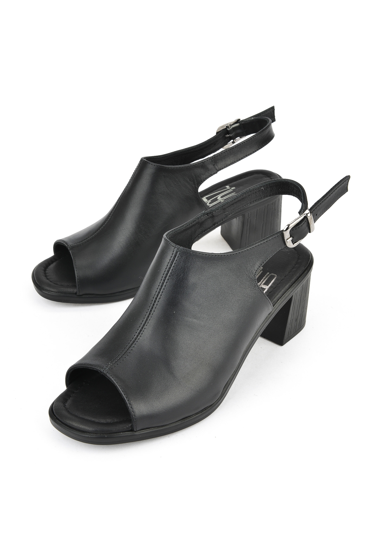 Kadın Hakiki Deri Topuklu Sandalet 1511020Z2212 Siyah - Görsel 6