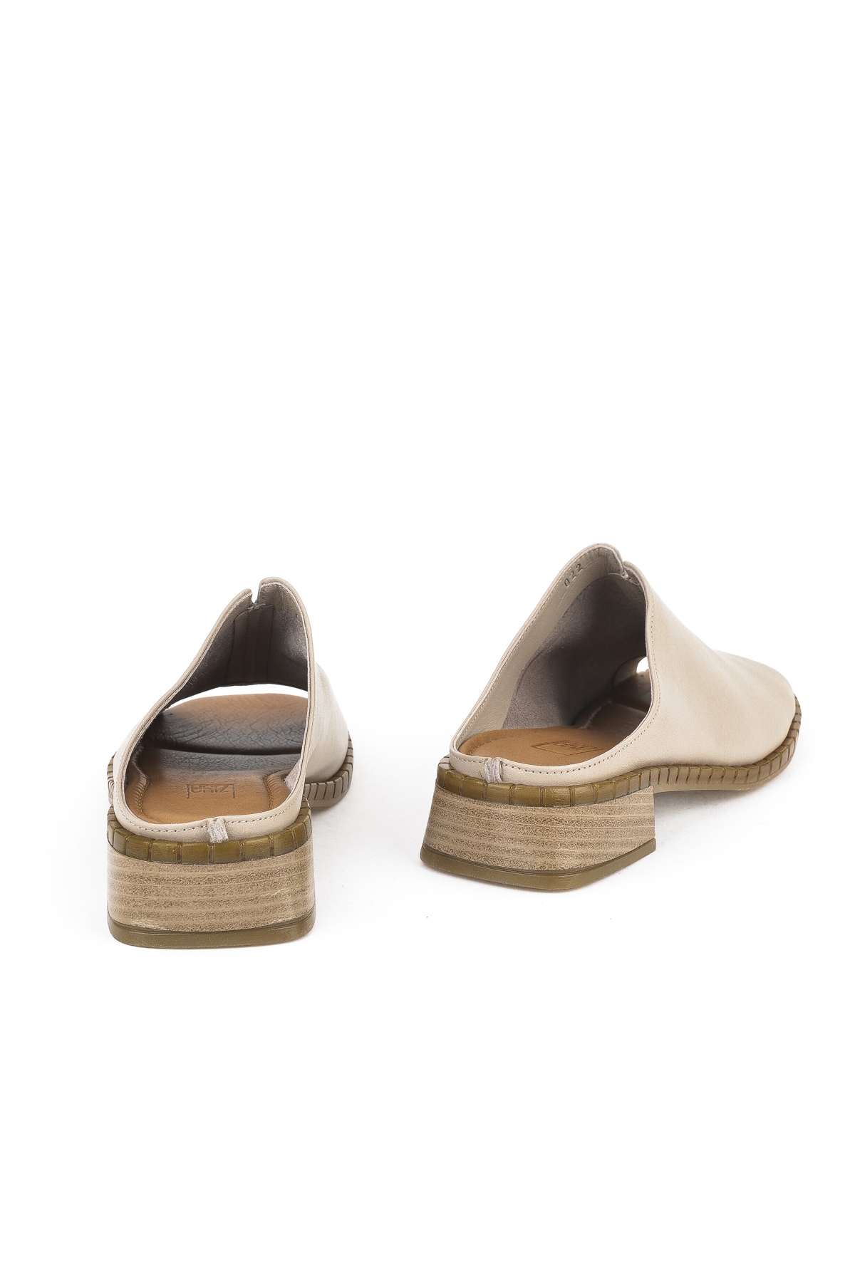 Kadın Hakiki Deri Topuklu Terlik 1511047Z022 Vizon - Görsel 4