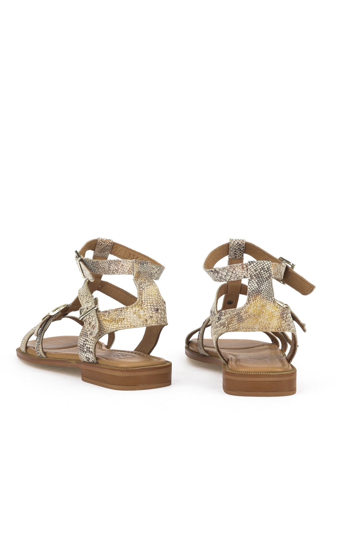 Kadın Hakiki Deri Sandalet 1511047Z16222 Bej-Yılan - Görsel 4