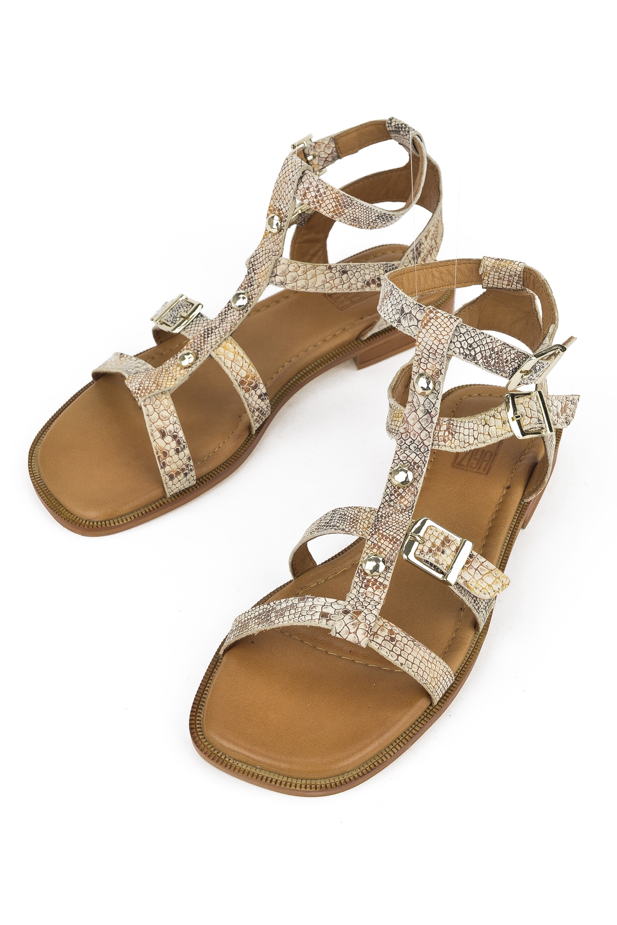 Kadın Hakiki Deri Sandalet 1511047Z16222 Bej-Yılan - Görsel 5