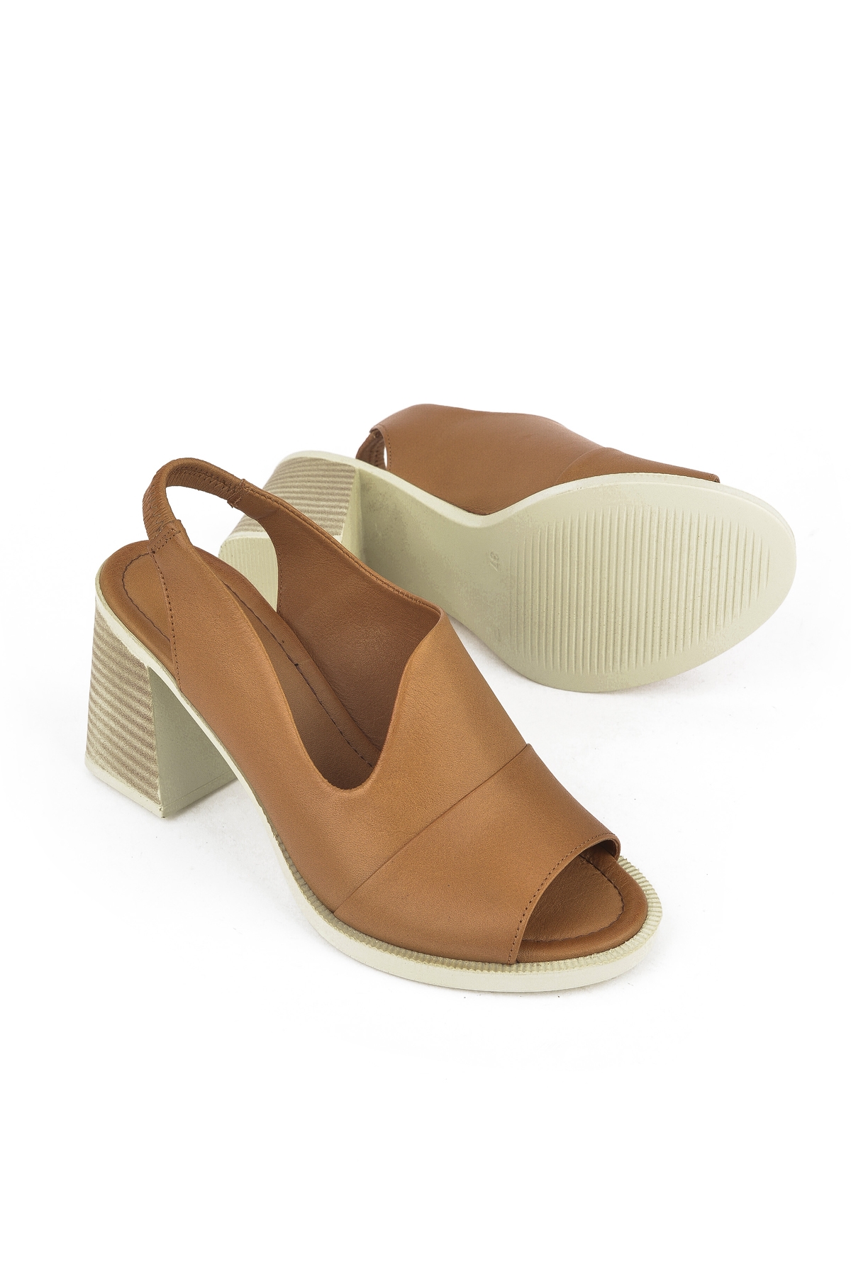 Kadın Hakiki Deri Topuklu Sandalet 151992Z54004 Taba - Görsel 5