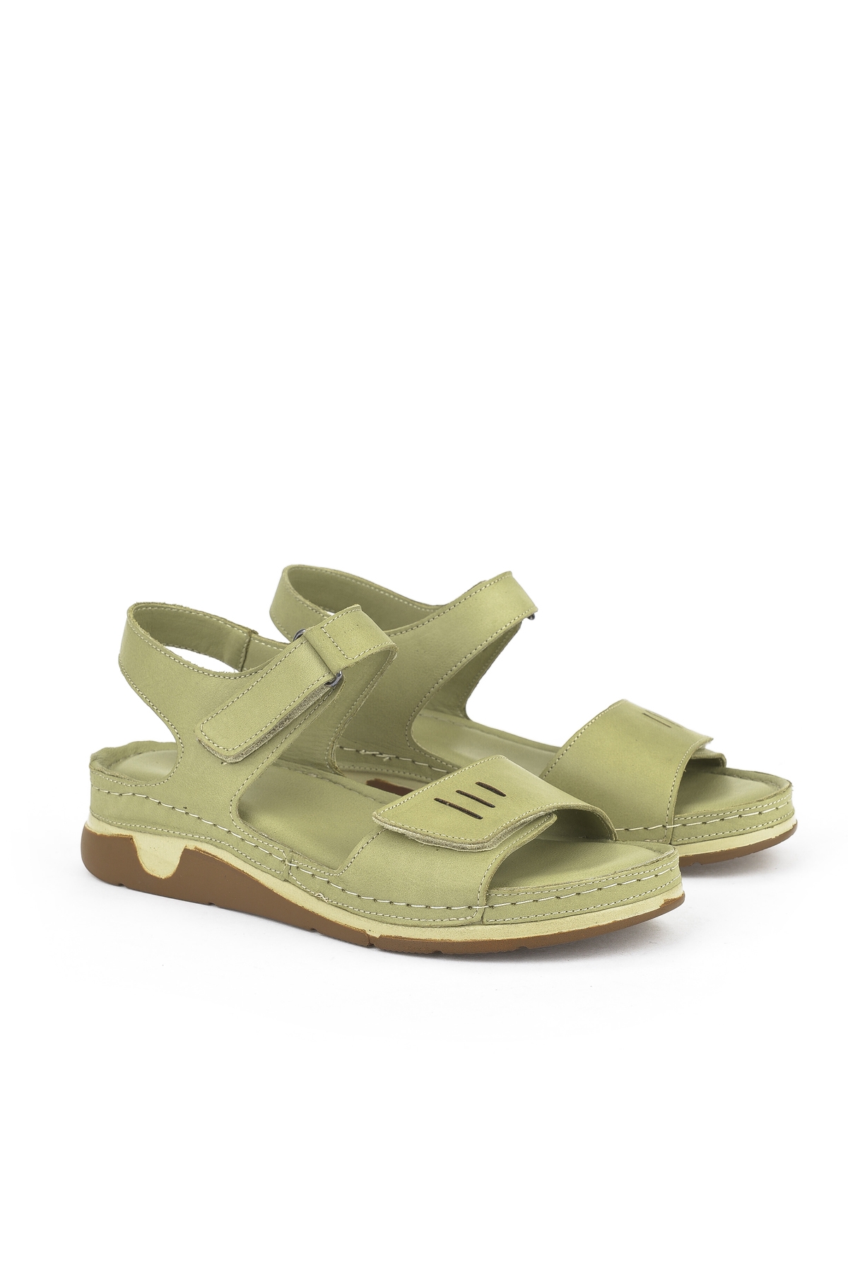 Kadın Hakiki Deri Sandalet 1511008Z22 Yeşil - Görsel 3