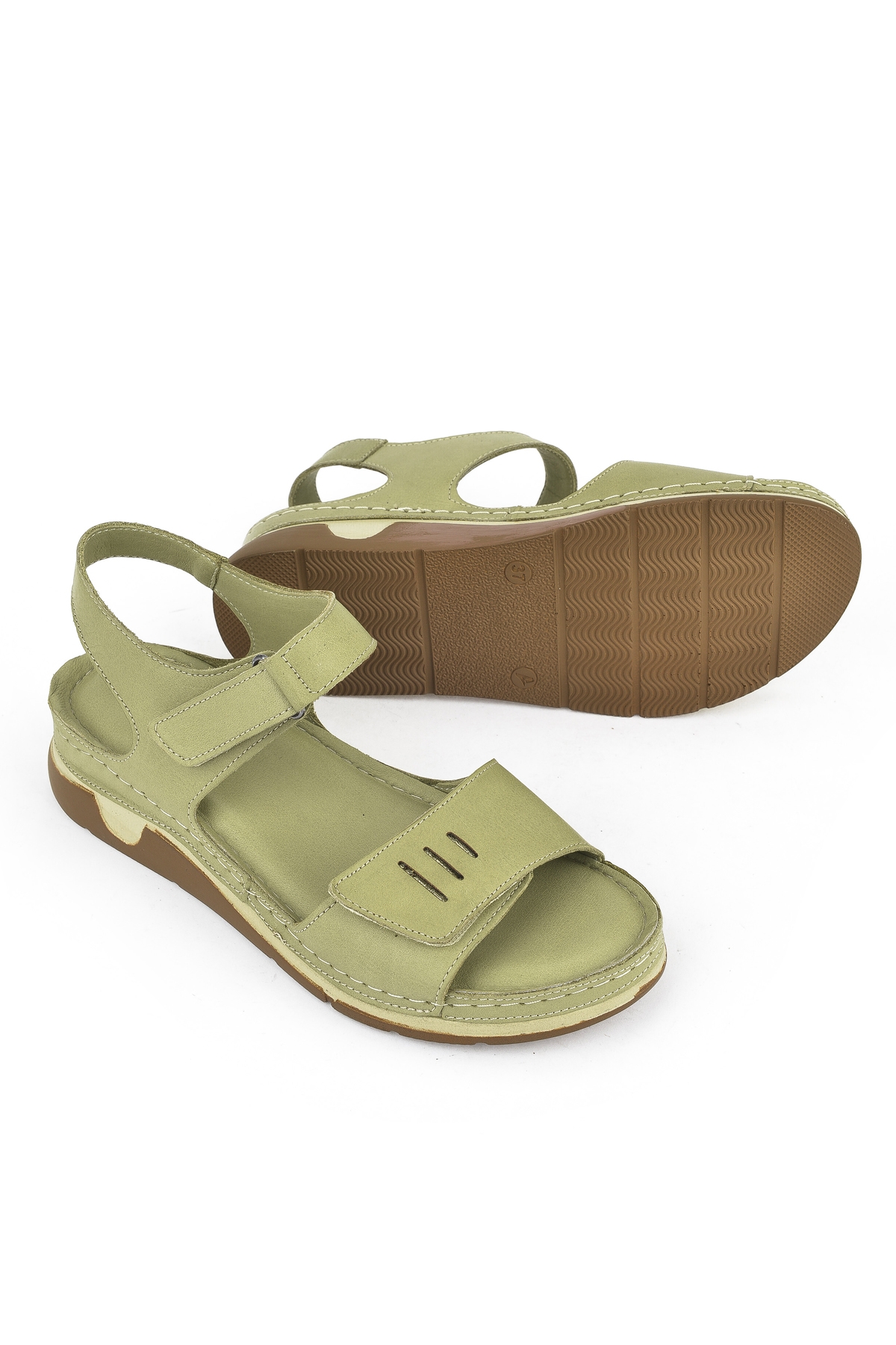 Kadın Hakiki Deri Sandalet 1511008Z22 Yeşil - Görsel 5