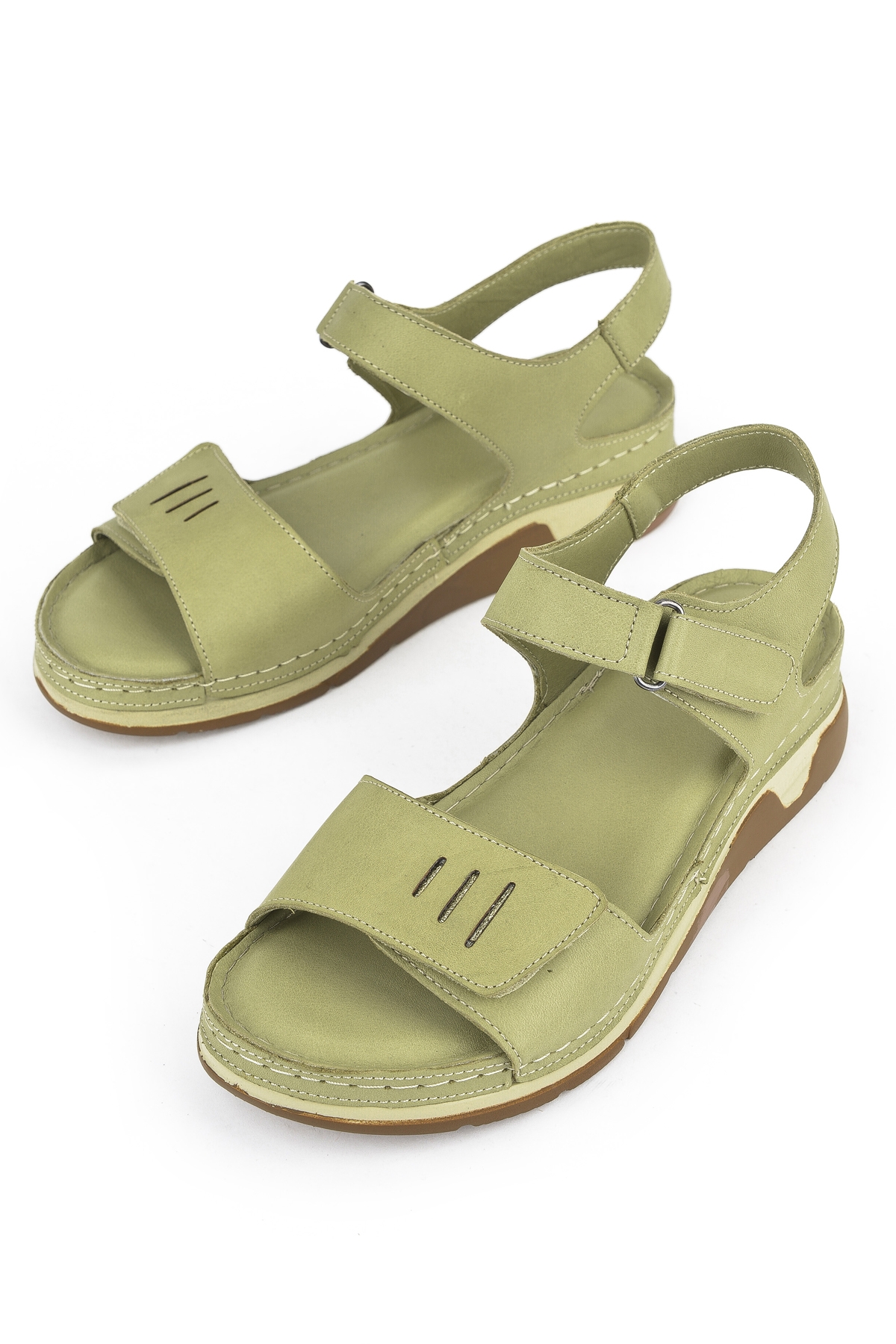 Kadın Hakiki Deri Sandalet 1511008Z22 Yeşil - Görsel 6